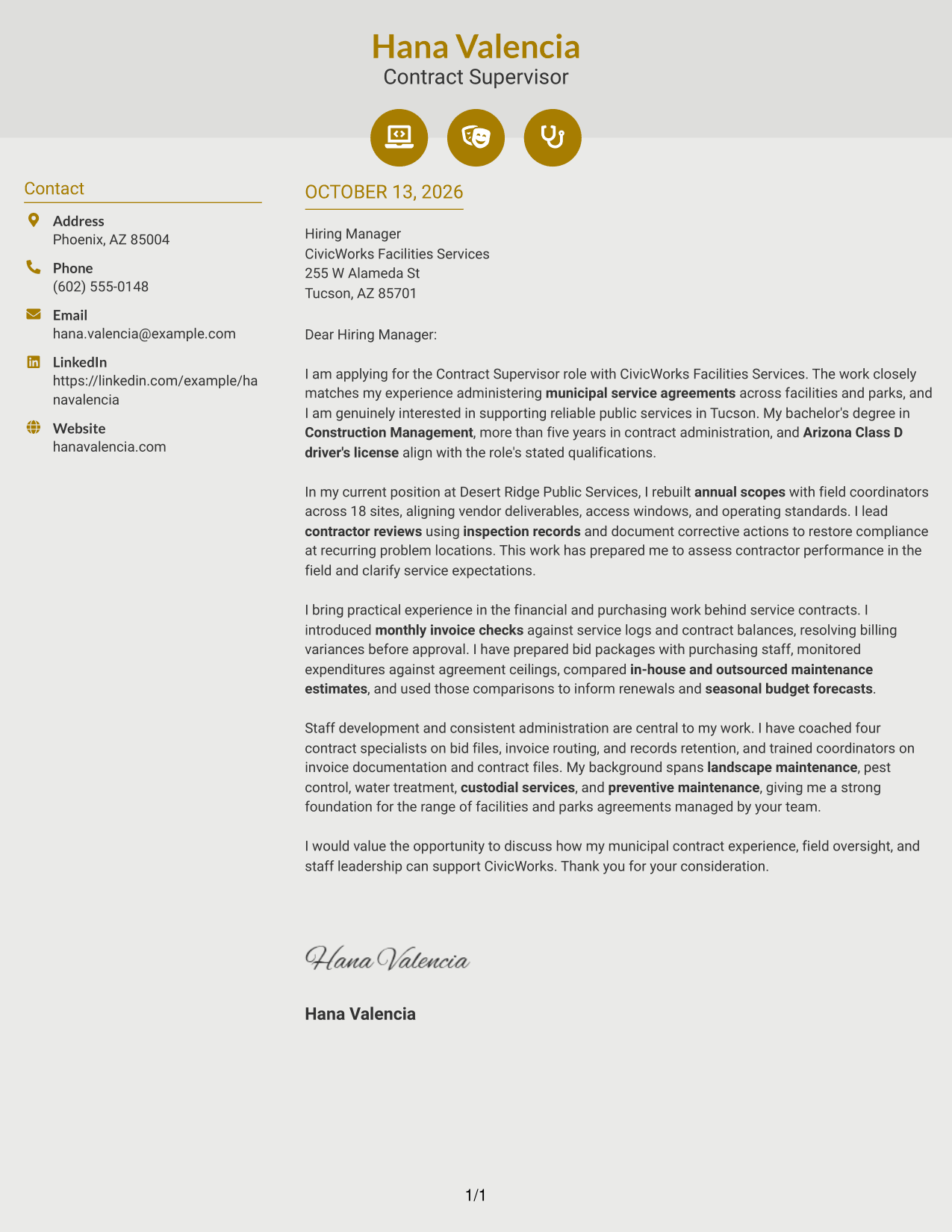 Cover Letter Example Page 1