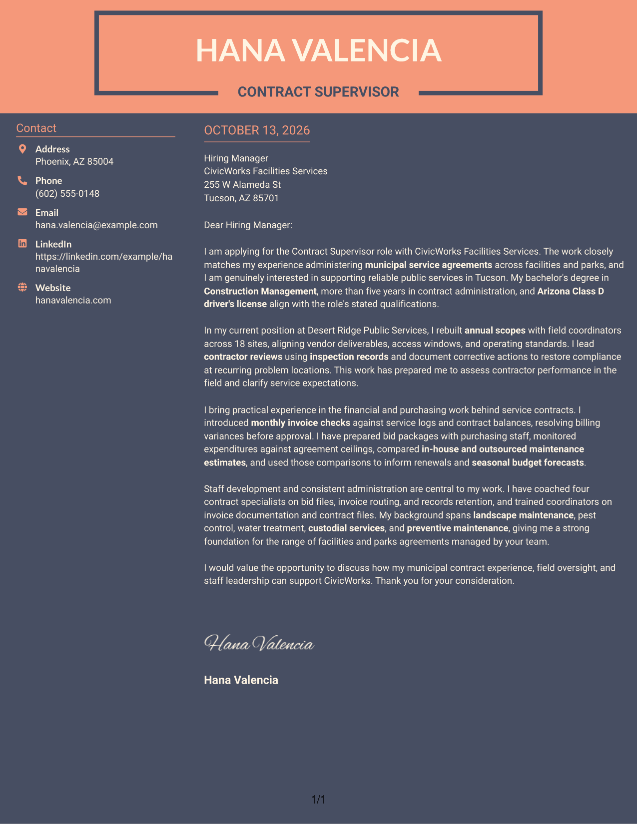 Cover Letter Example Page 1