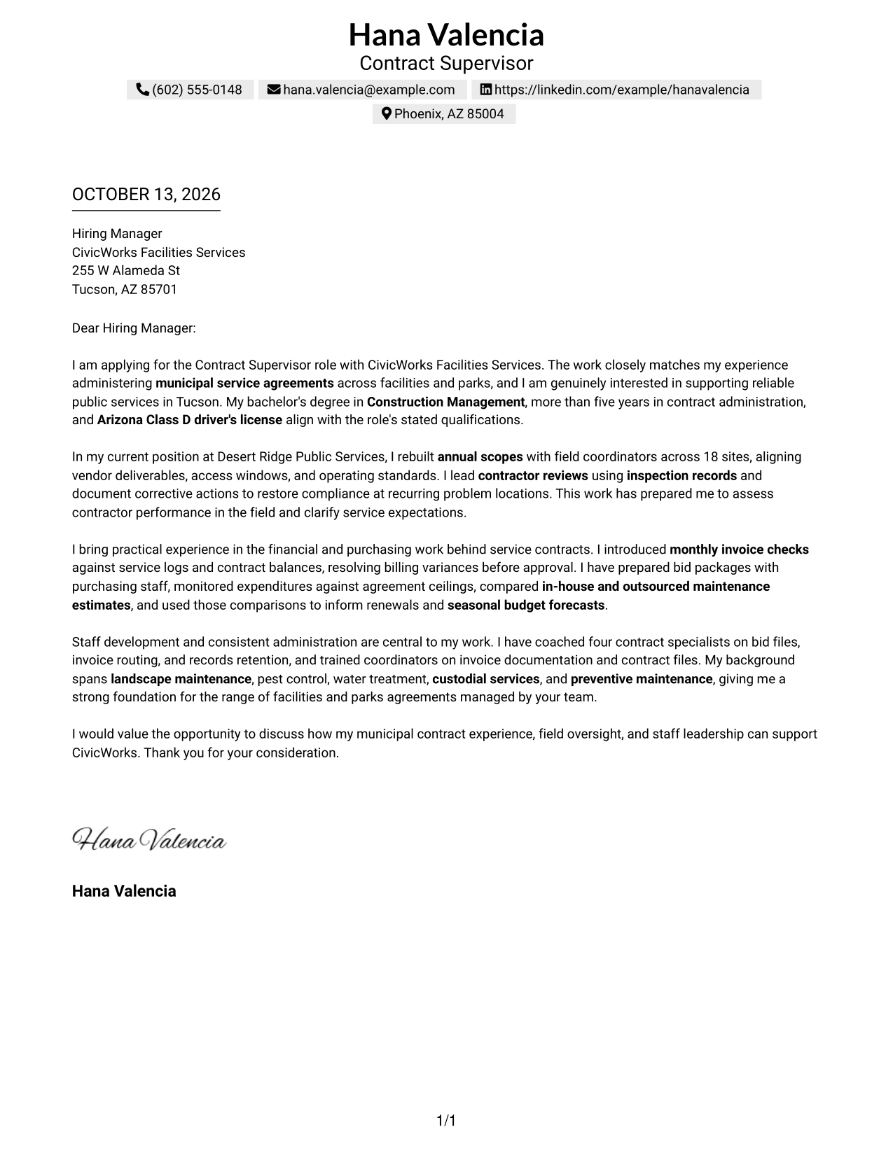 Text/Fang Style Cover Letter Preview