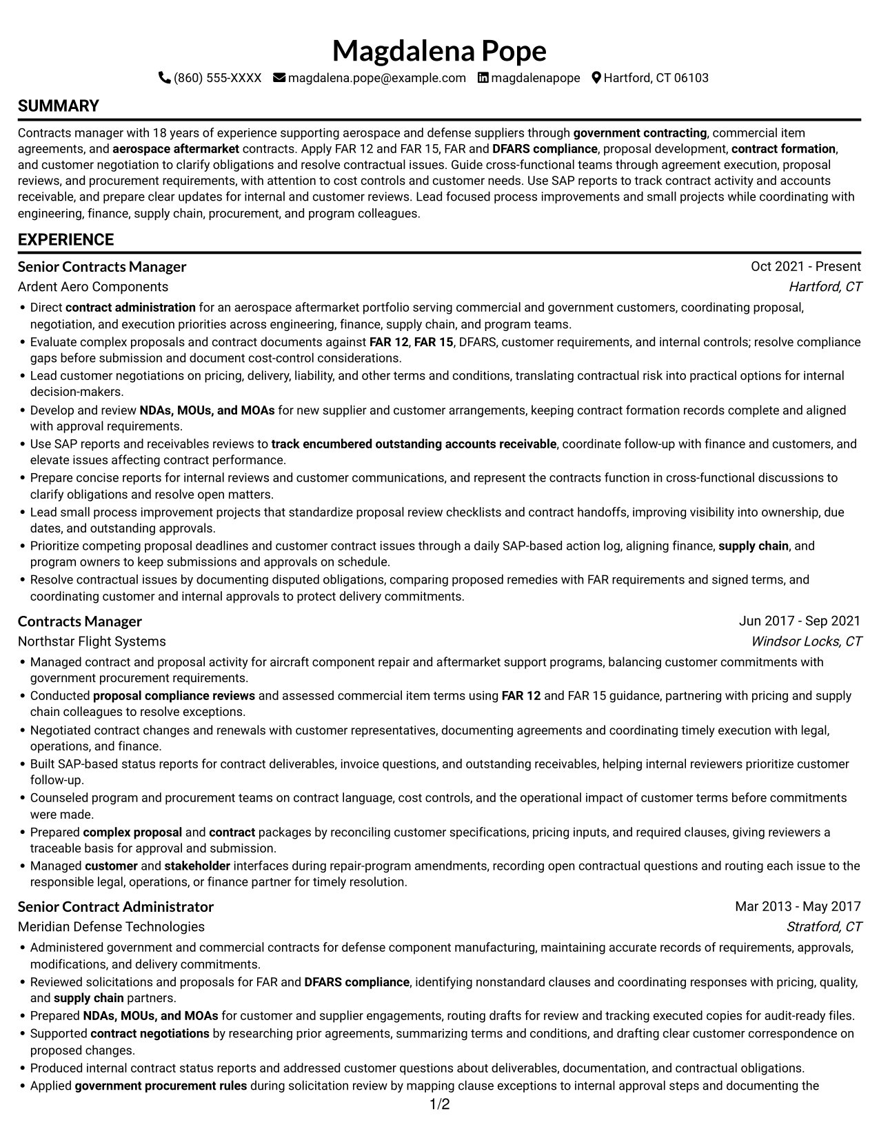 Resume example — page 1