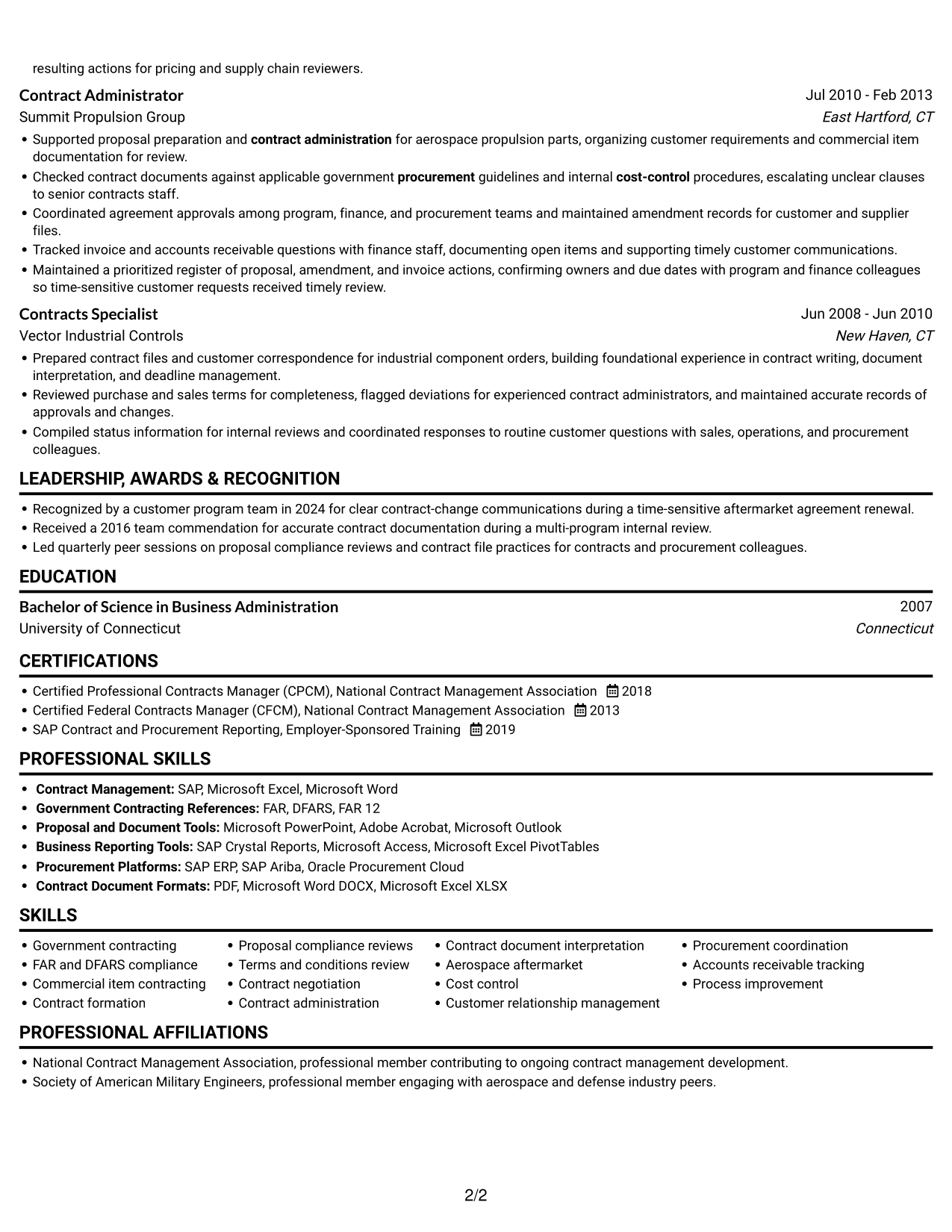 Resume example — page 2