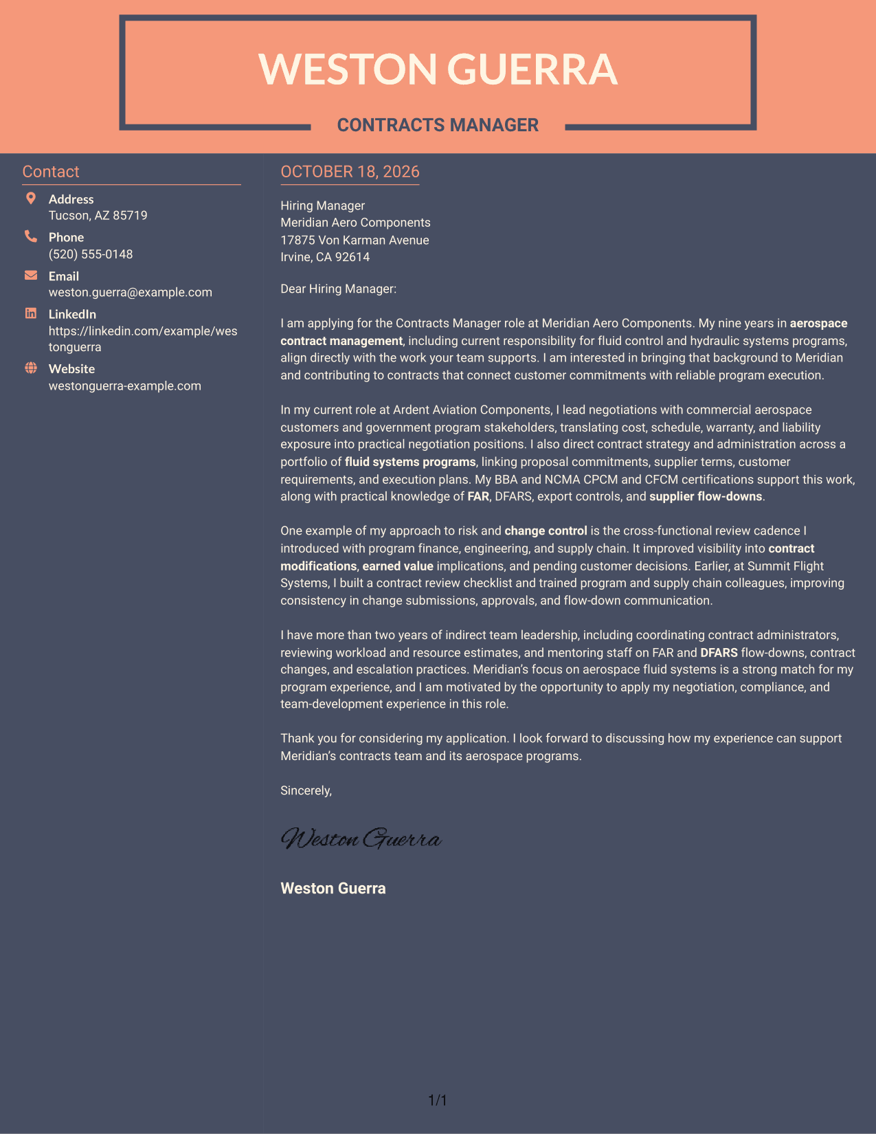 Cover letter example — page 1