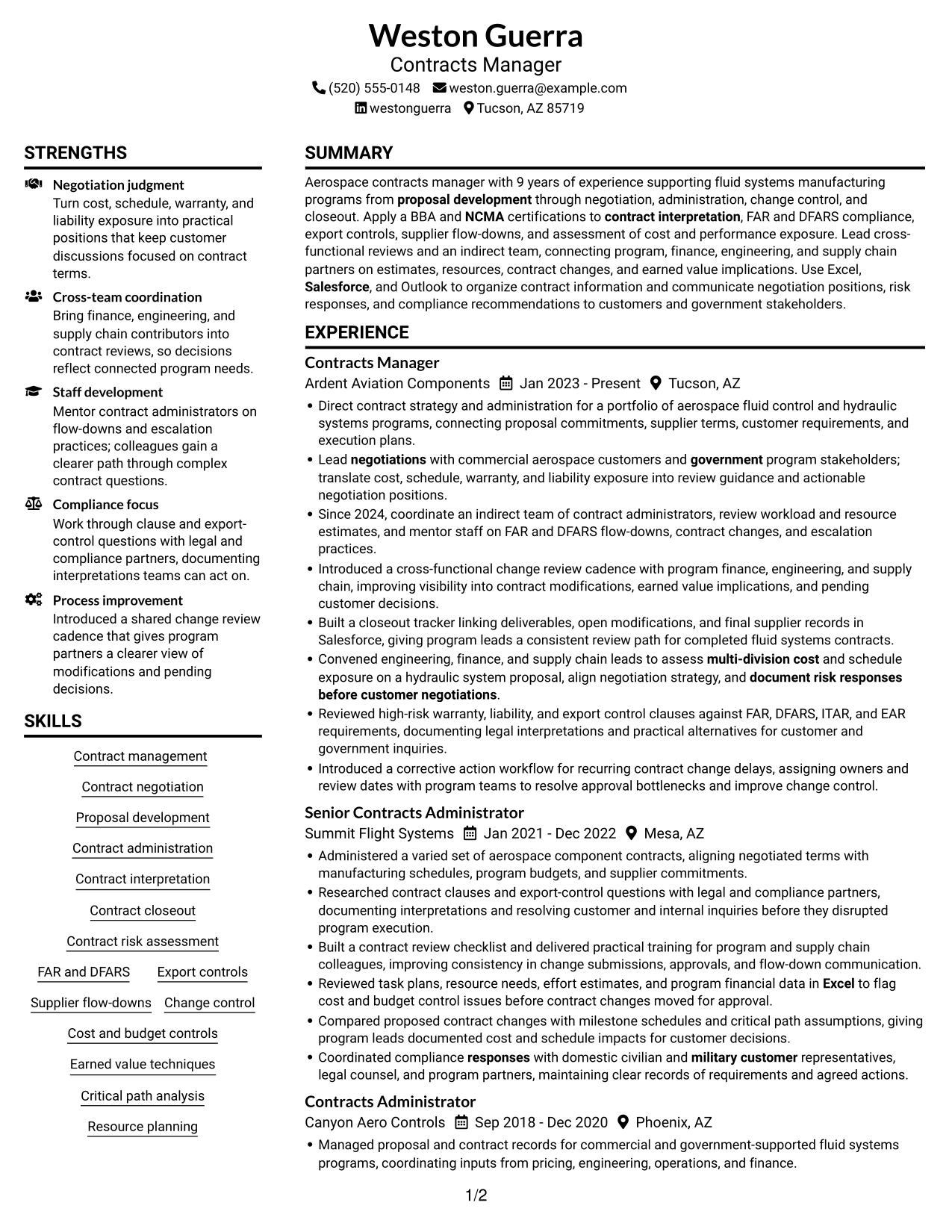 Resume example — page 1