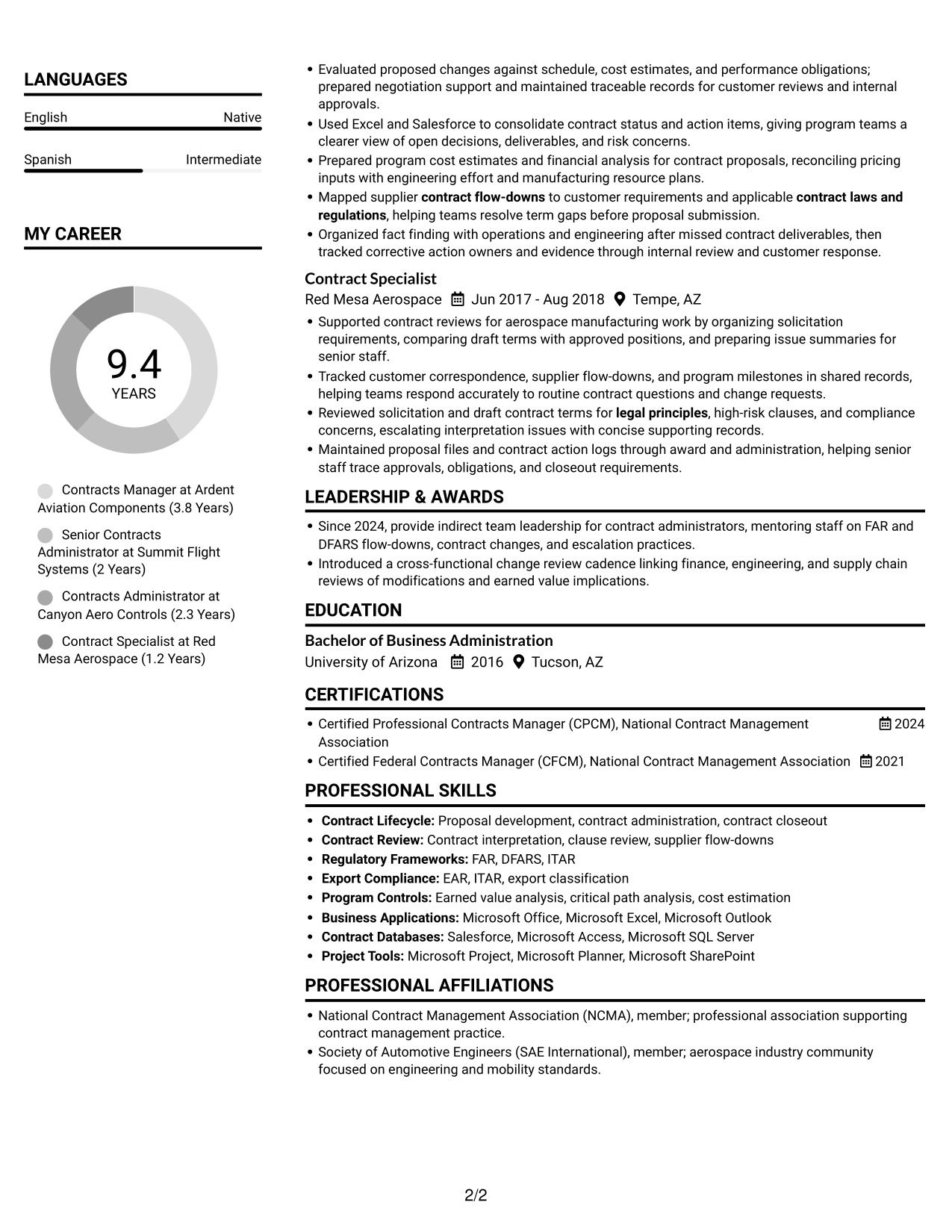 Resume example — page 2