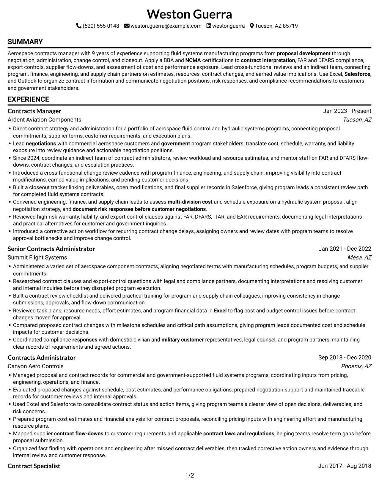 Resume example — page 1