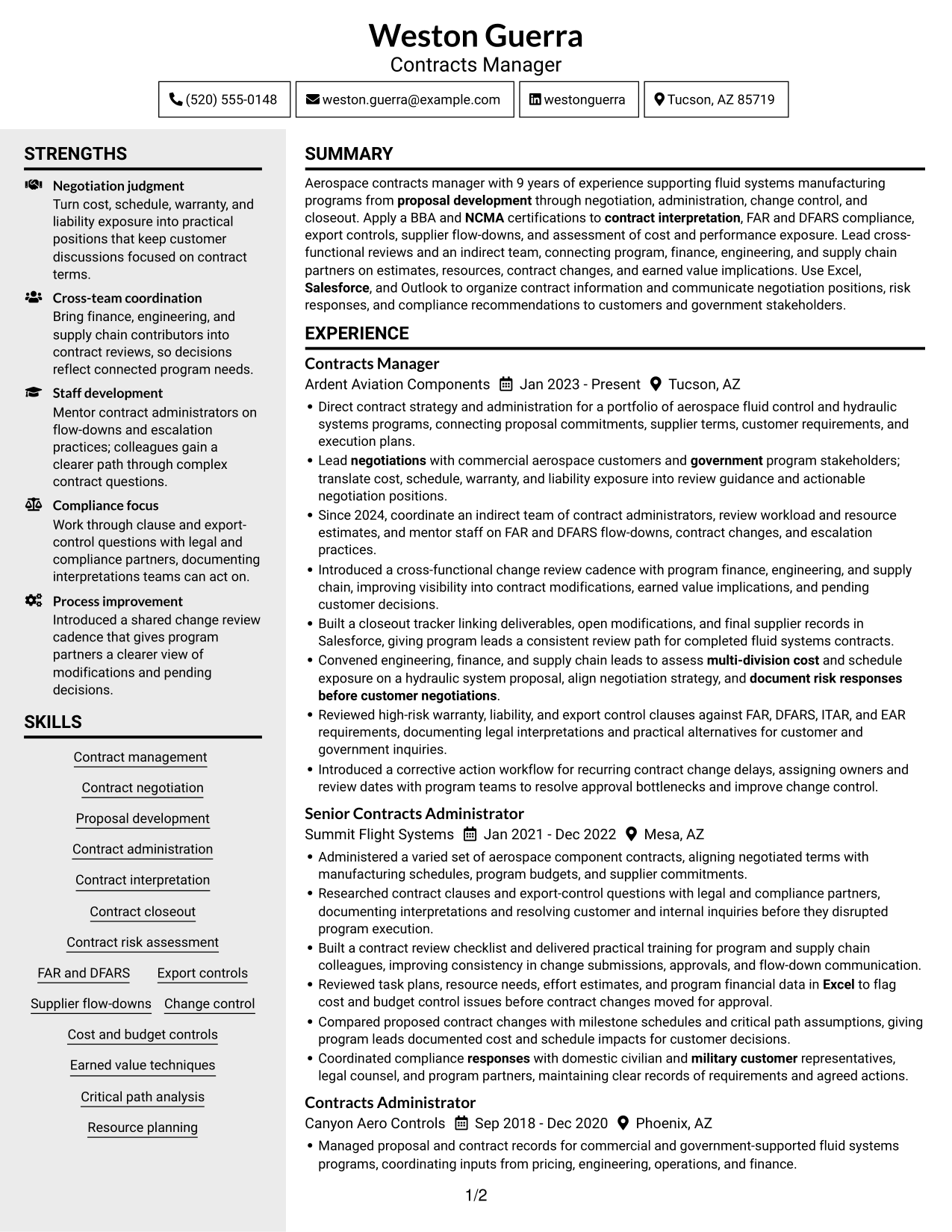 Resume example — page 1