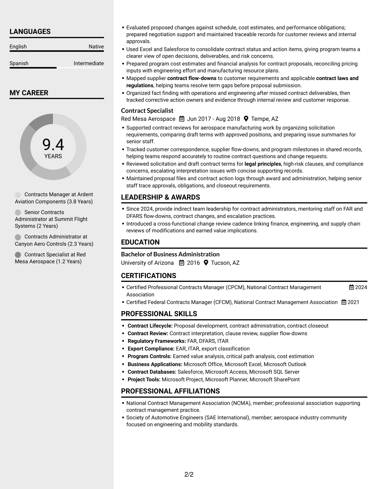 Resume example — page 2
