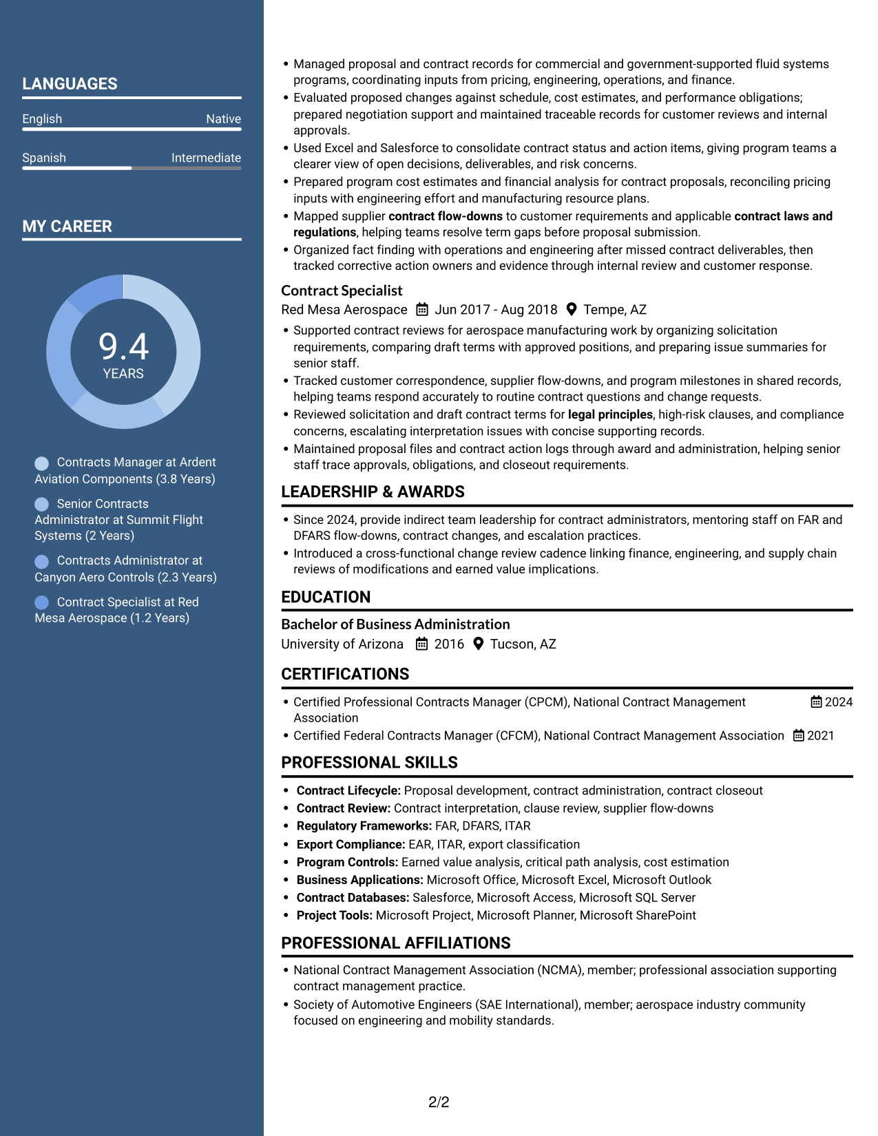 Resume example — page 2