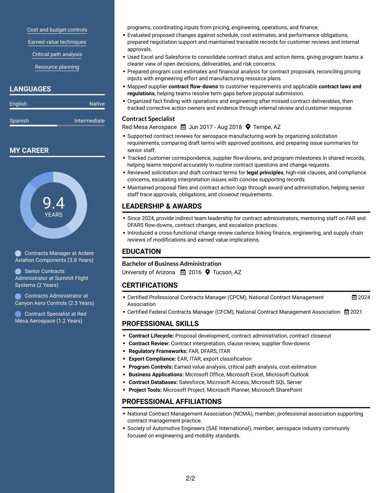 Resume example — page 2