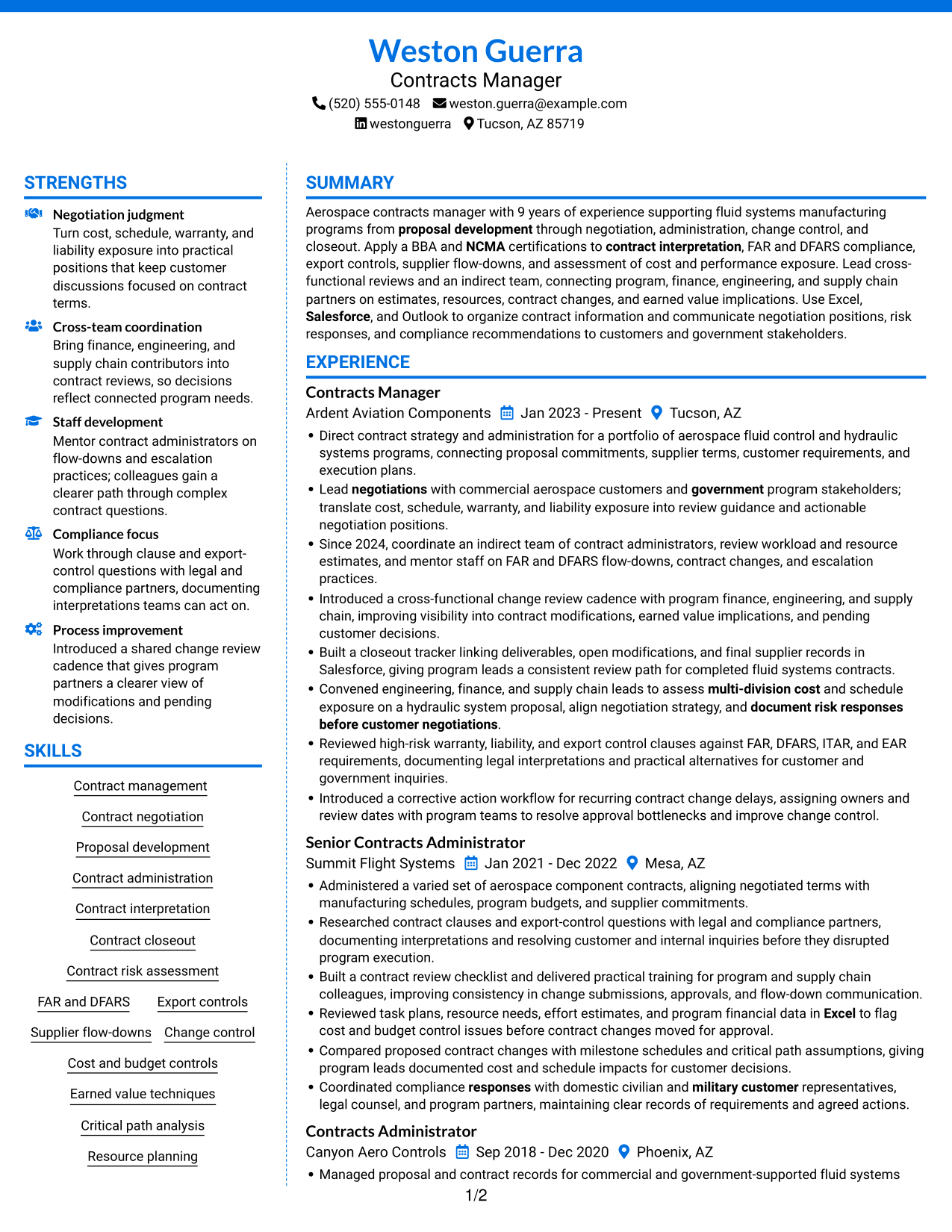 Resume example — page 1