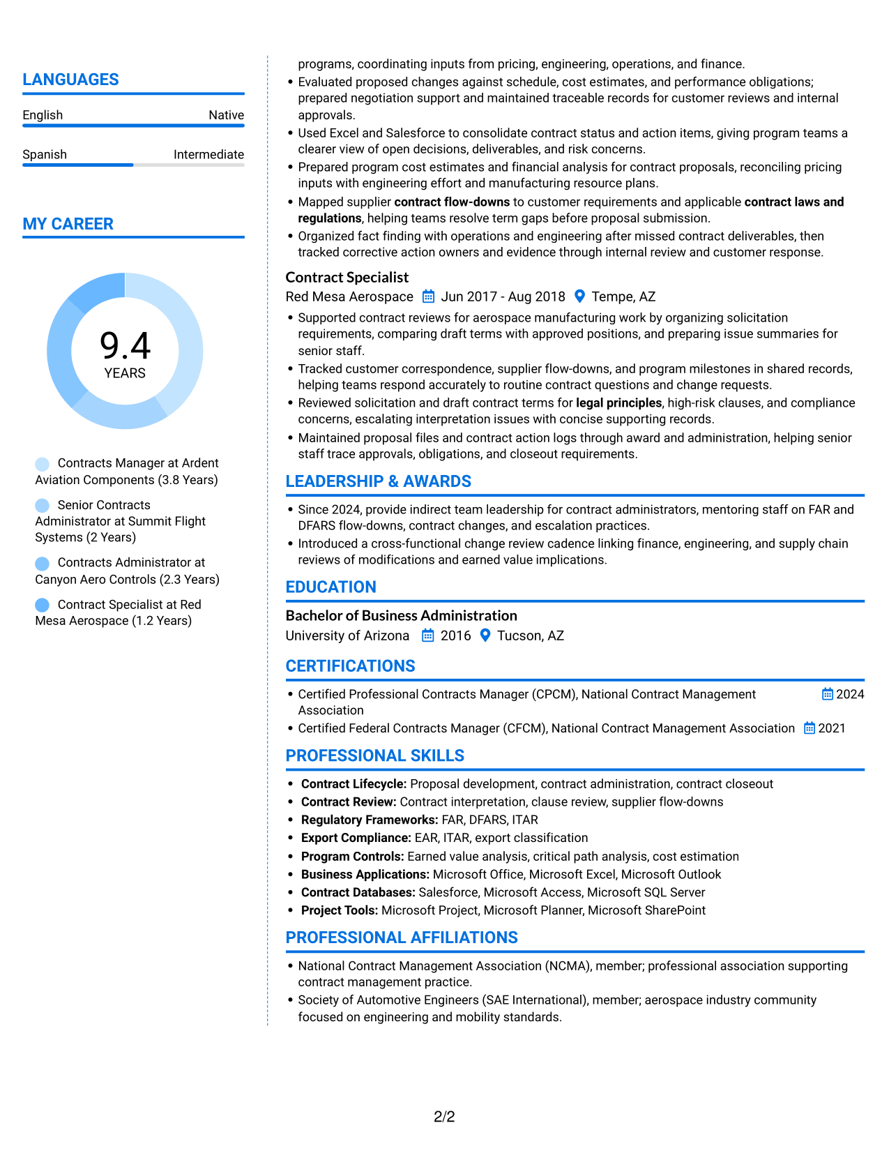 Resume example — page 2