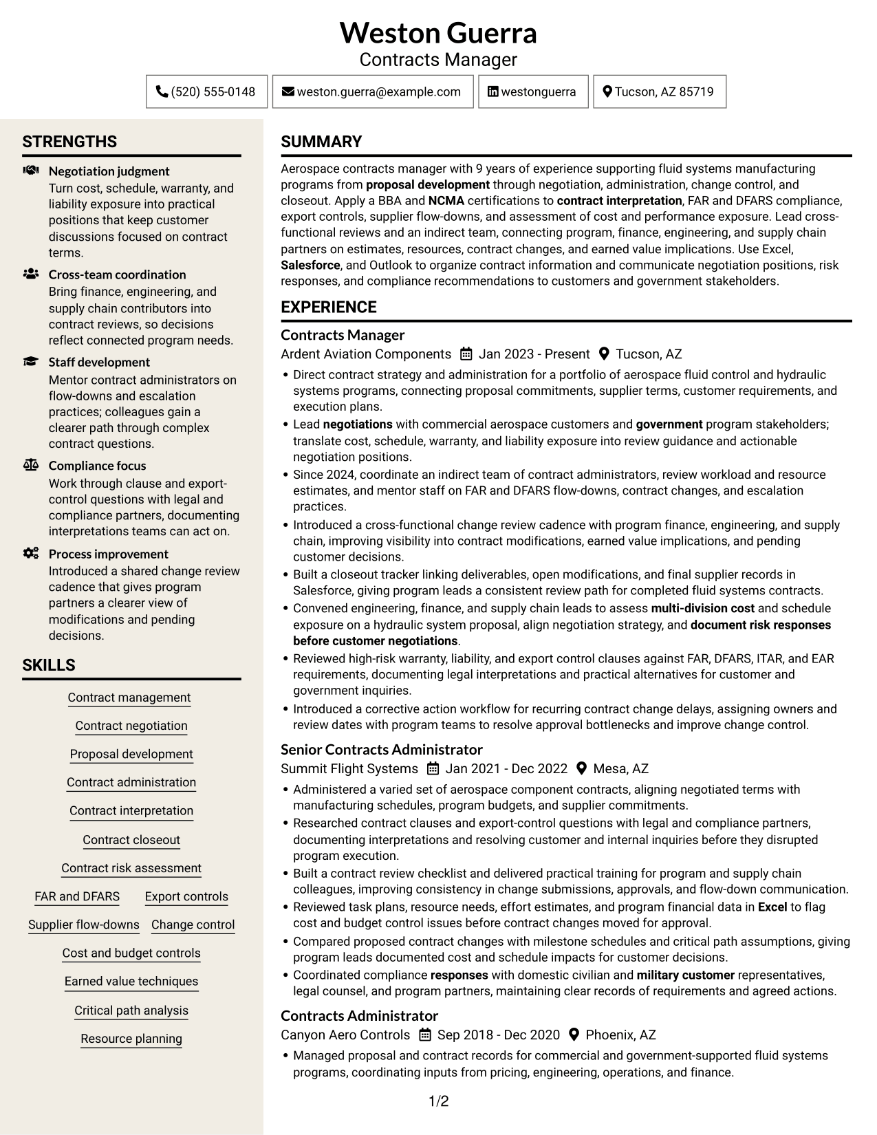 Resume example — page 1
