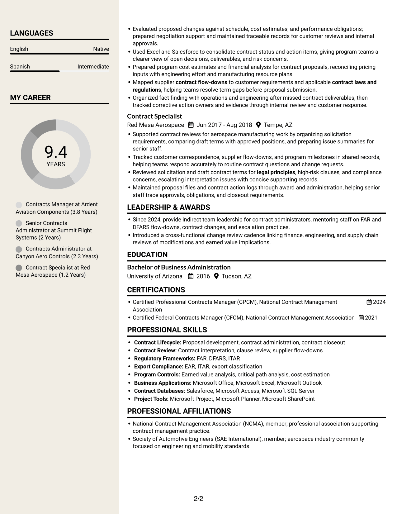 Resume example — page 2