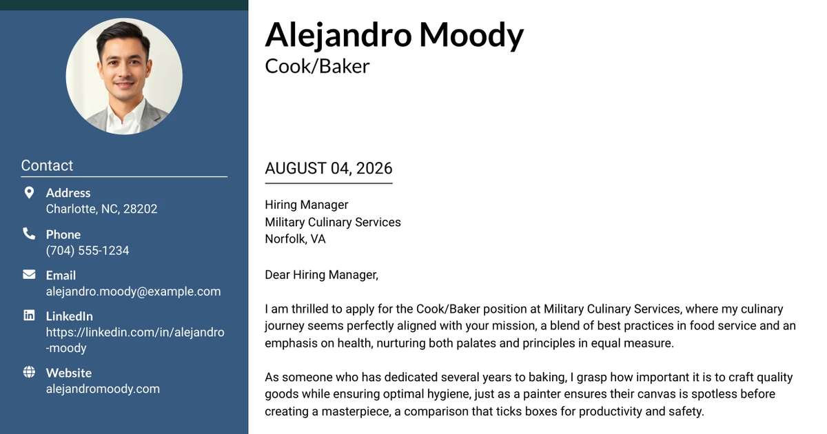 30+ Cook/Baker Cover Letter Templates with Example 2026