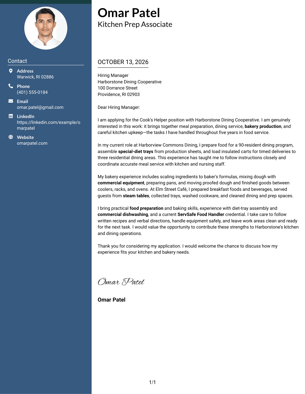 Cover Letter Example Page 1