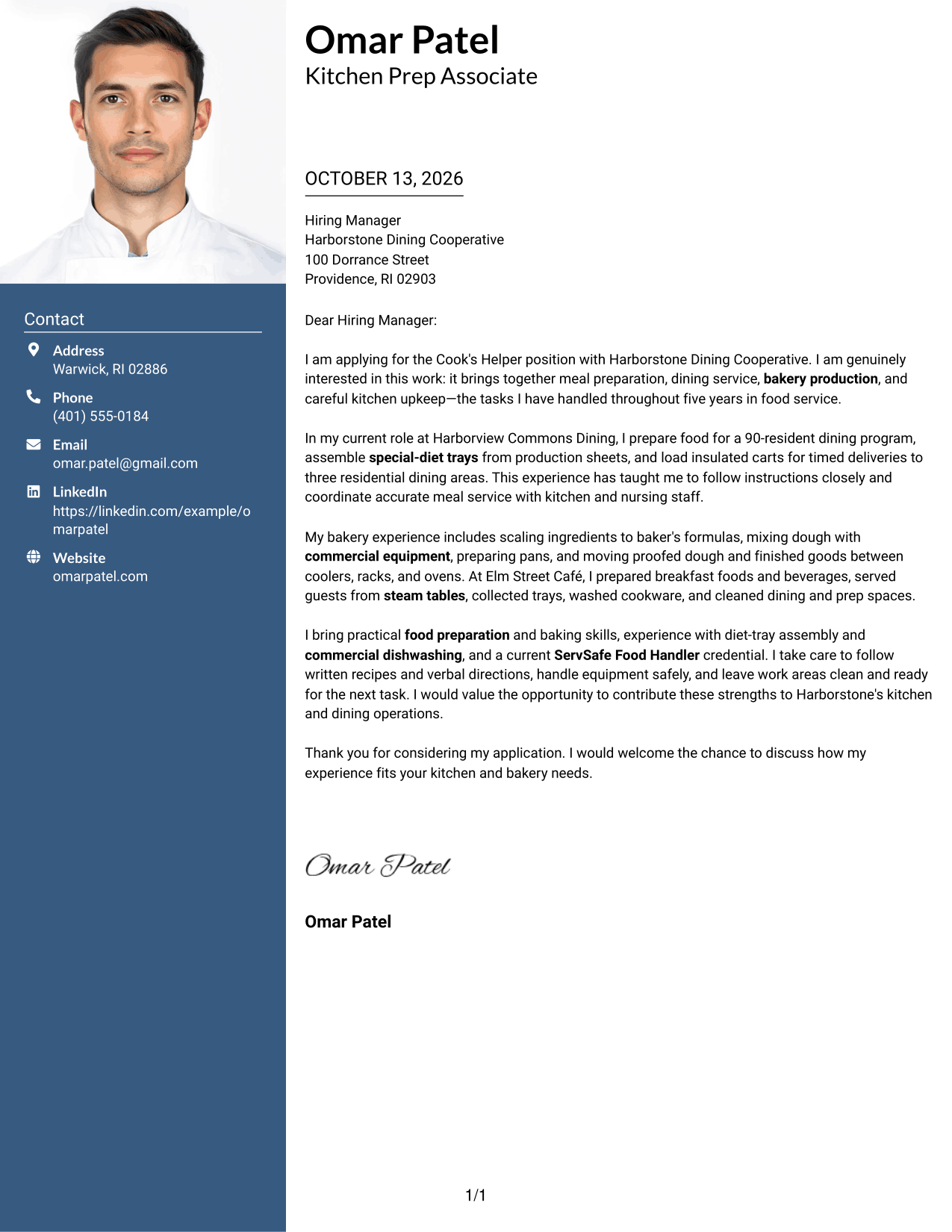 Cover Letter Example Page 1