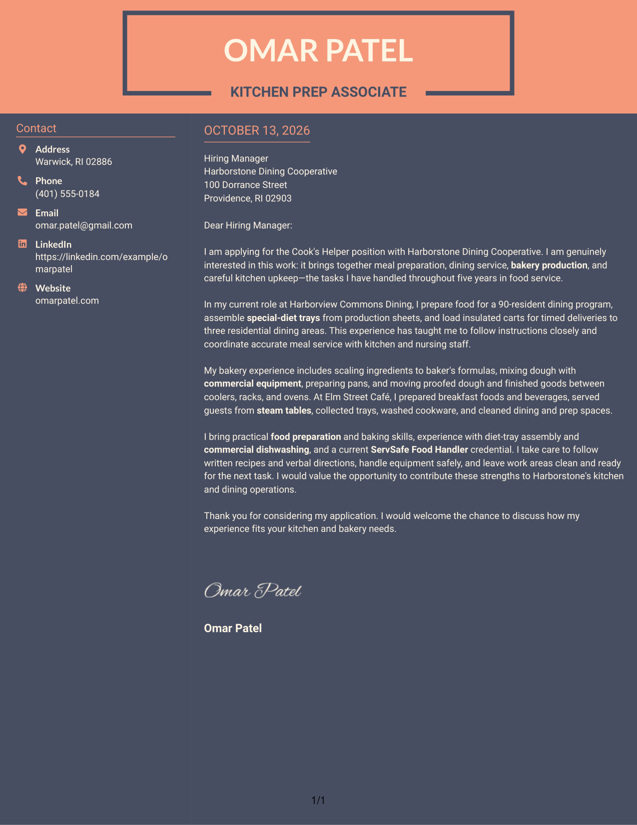 Cover Letter Example Page 1