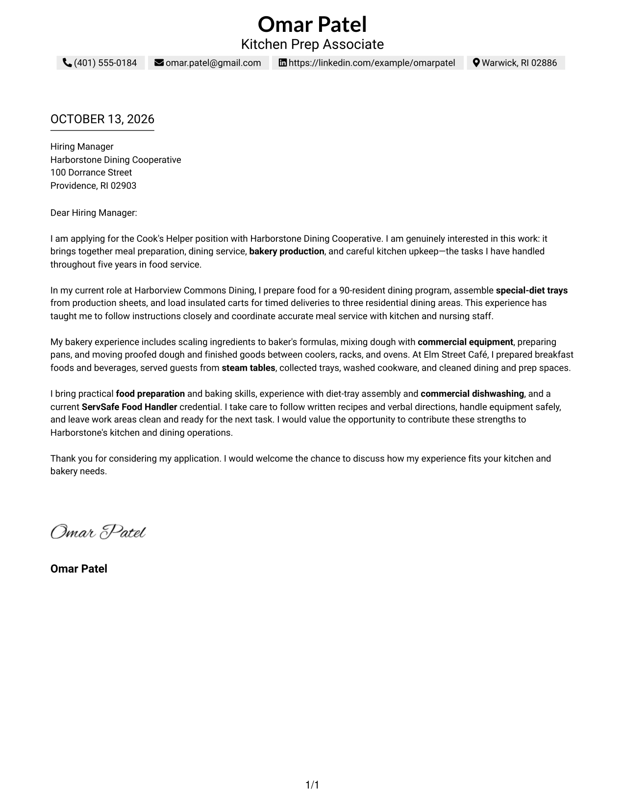 Text/Fang Style Cover Letter Preview