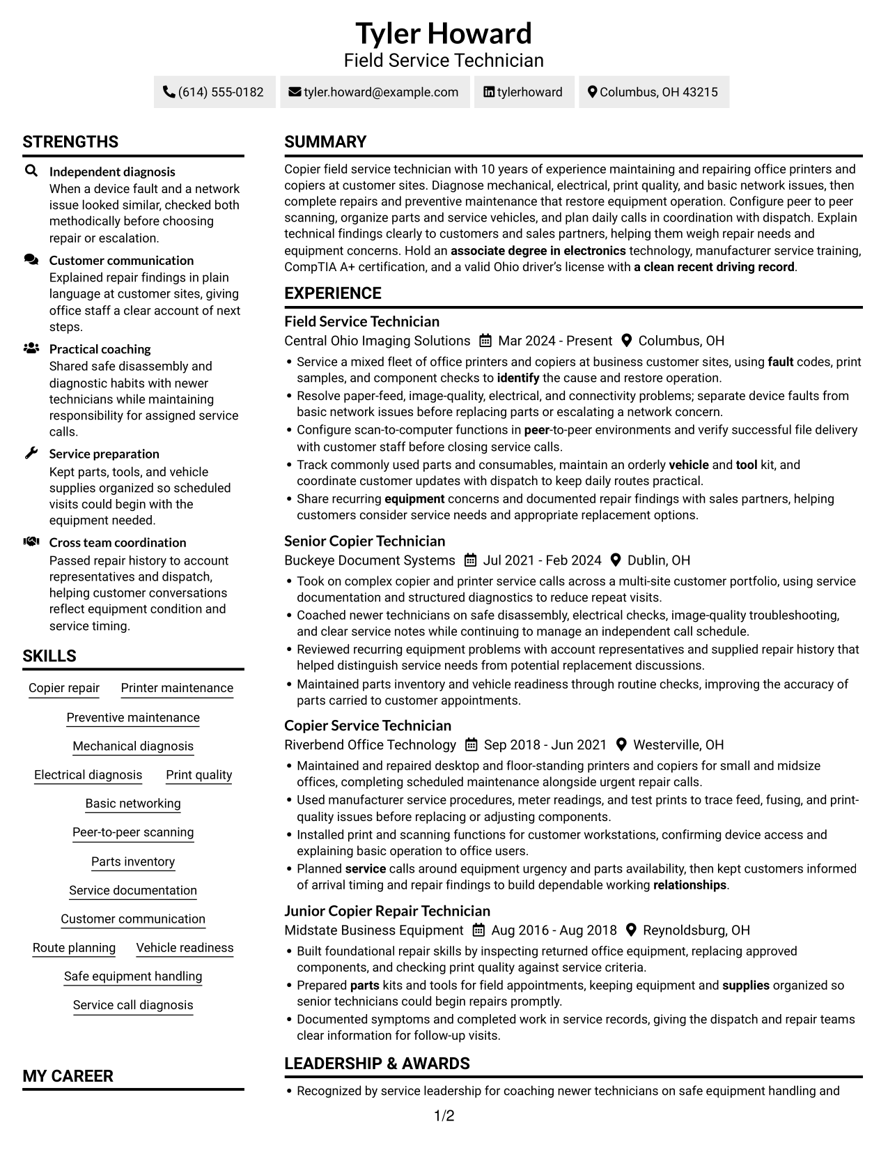 Resume example — page 1