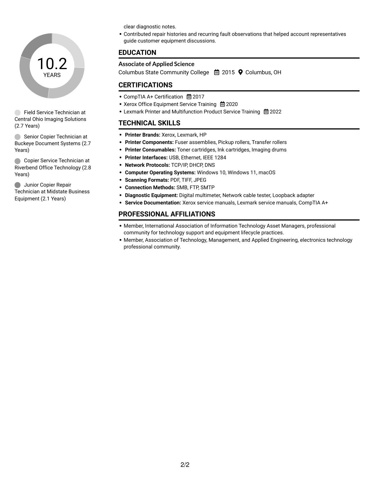 Resume example — page 2