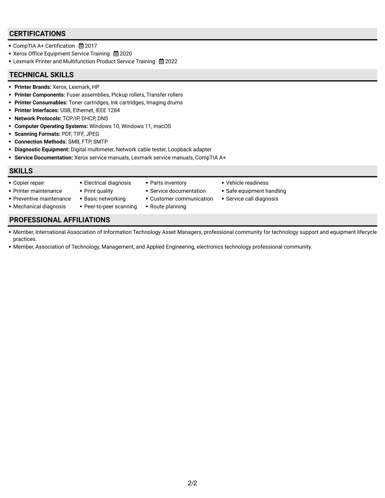 Resume example — page 2