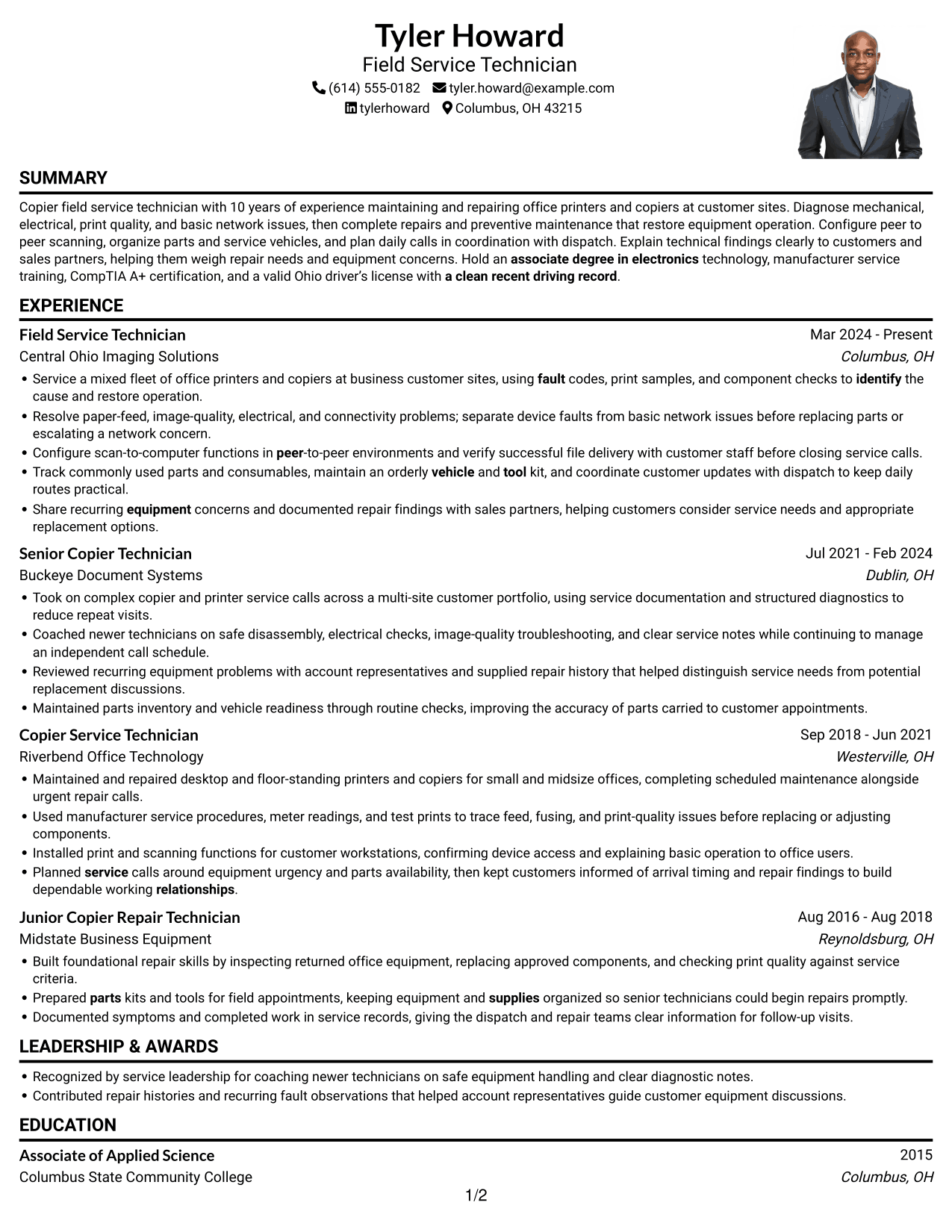 Resume example — page 1