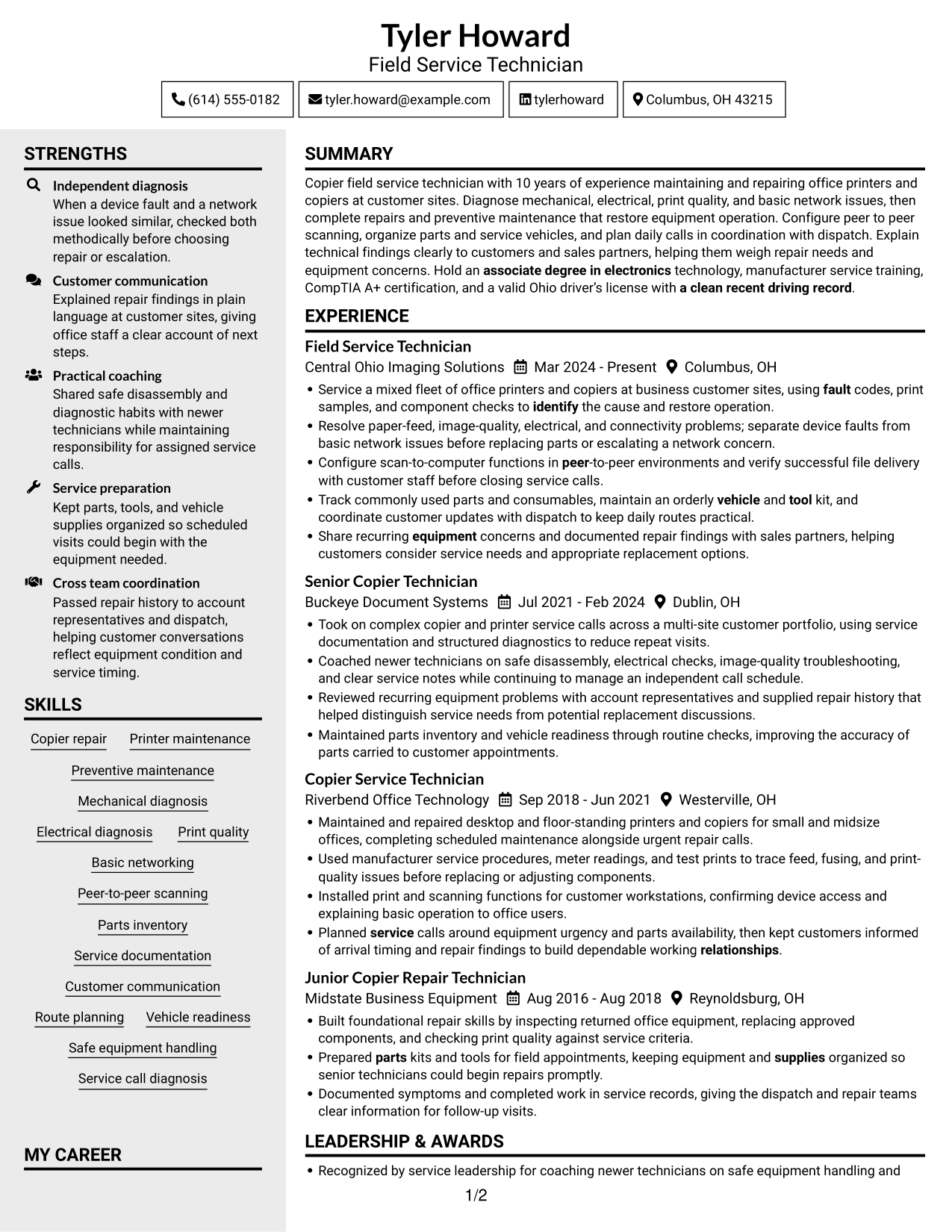 Resume example — page 1