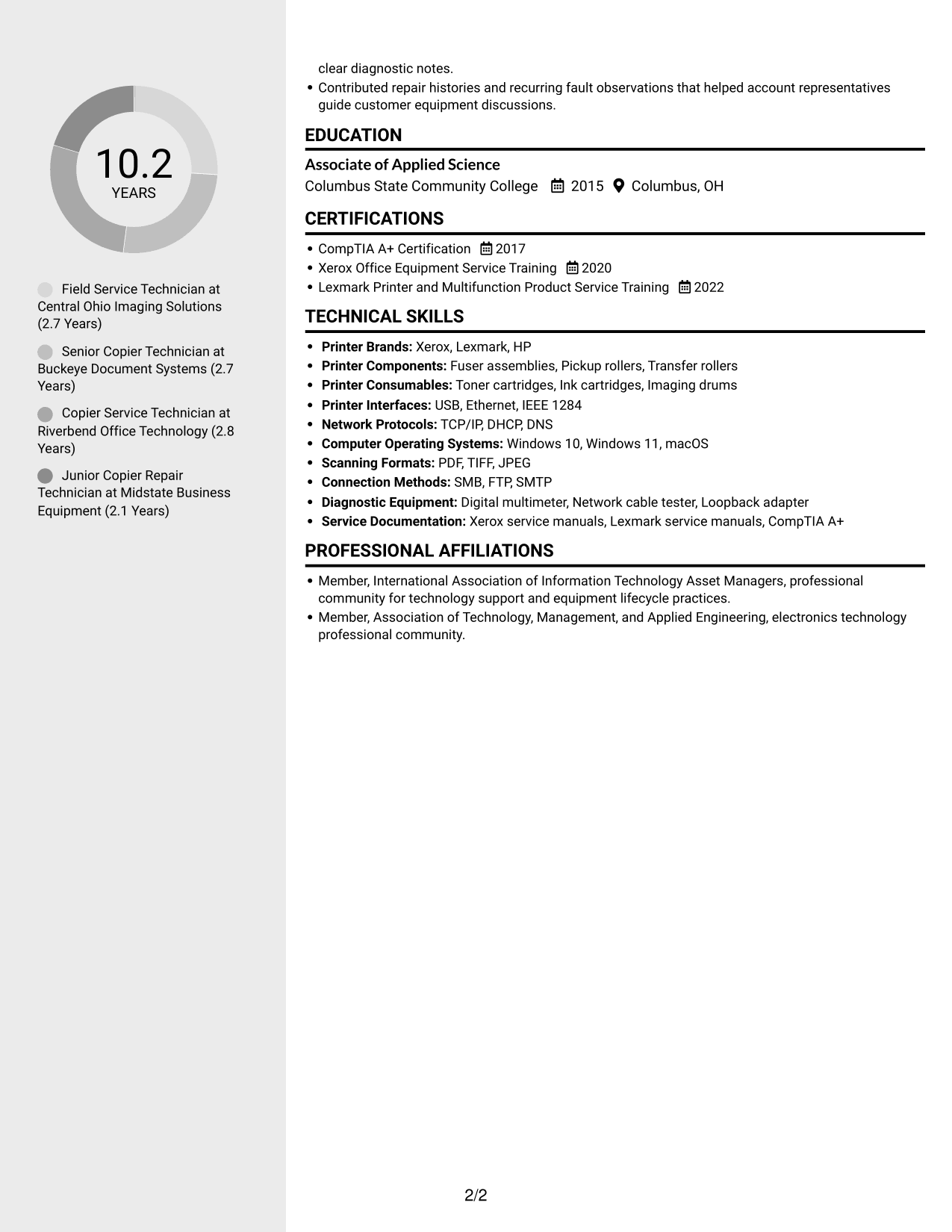 Resume example — page 2