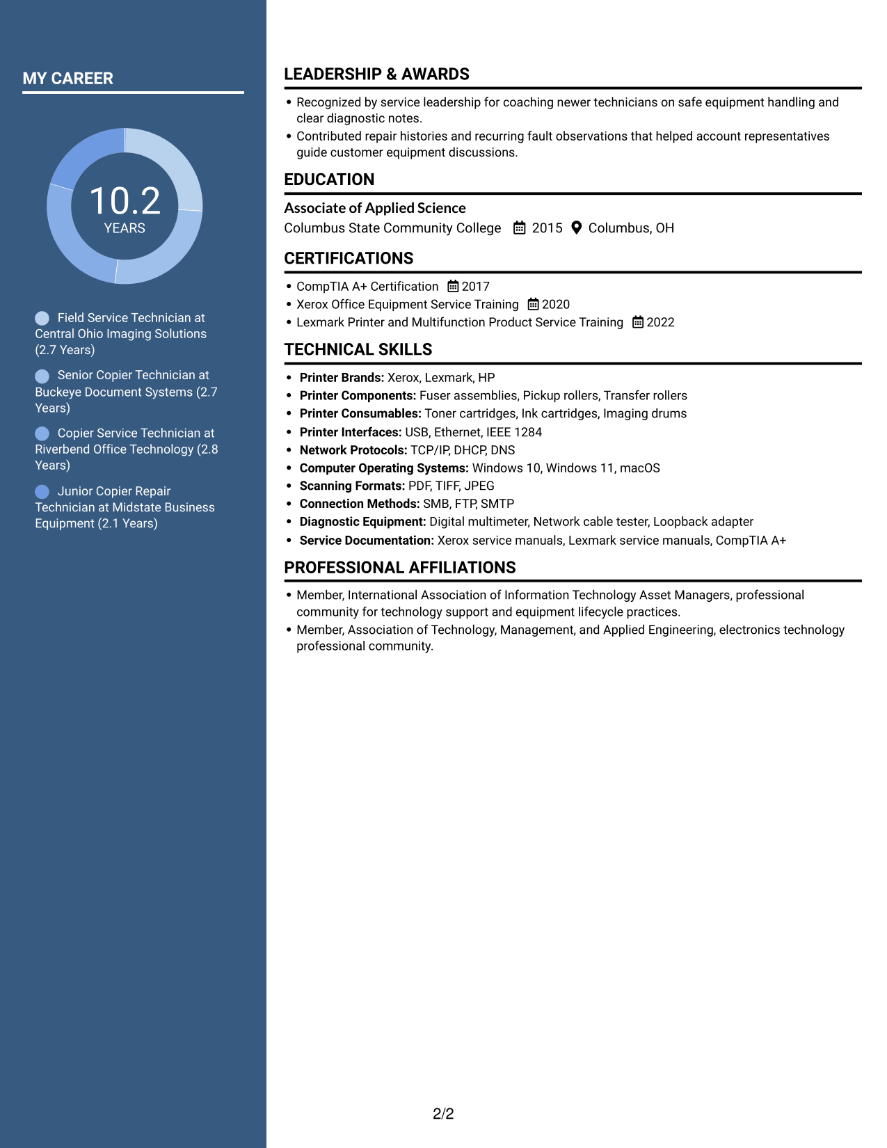 Resume example — page 2