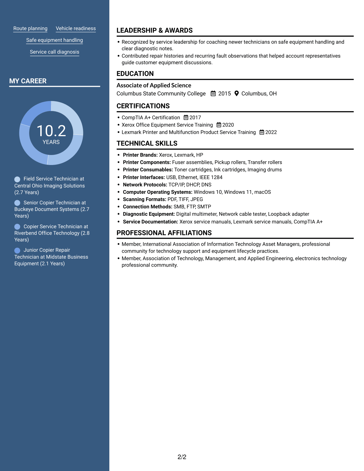 Resume example — page 2