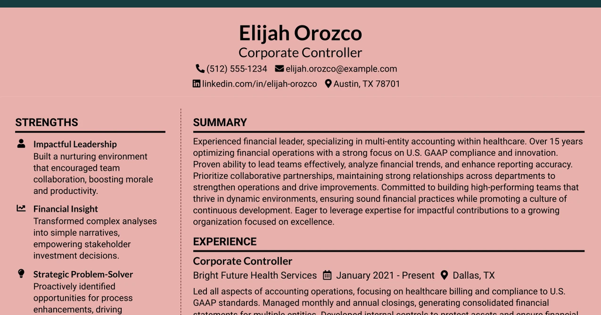 33 Corporate Controller Resume Templates with Example 2026 (ATS-Optimized)