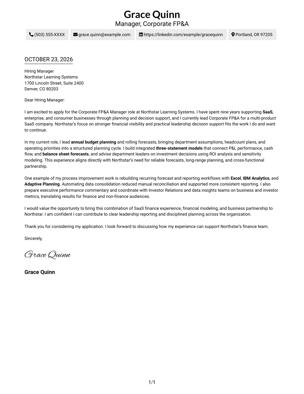 Cover letter example — page 1