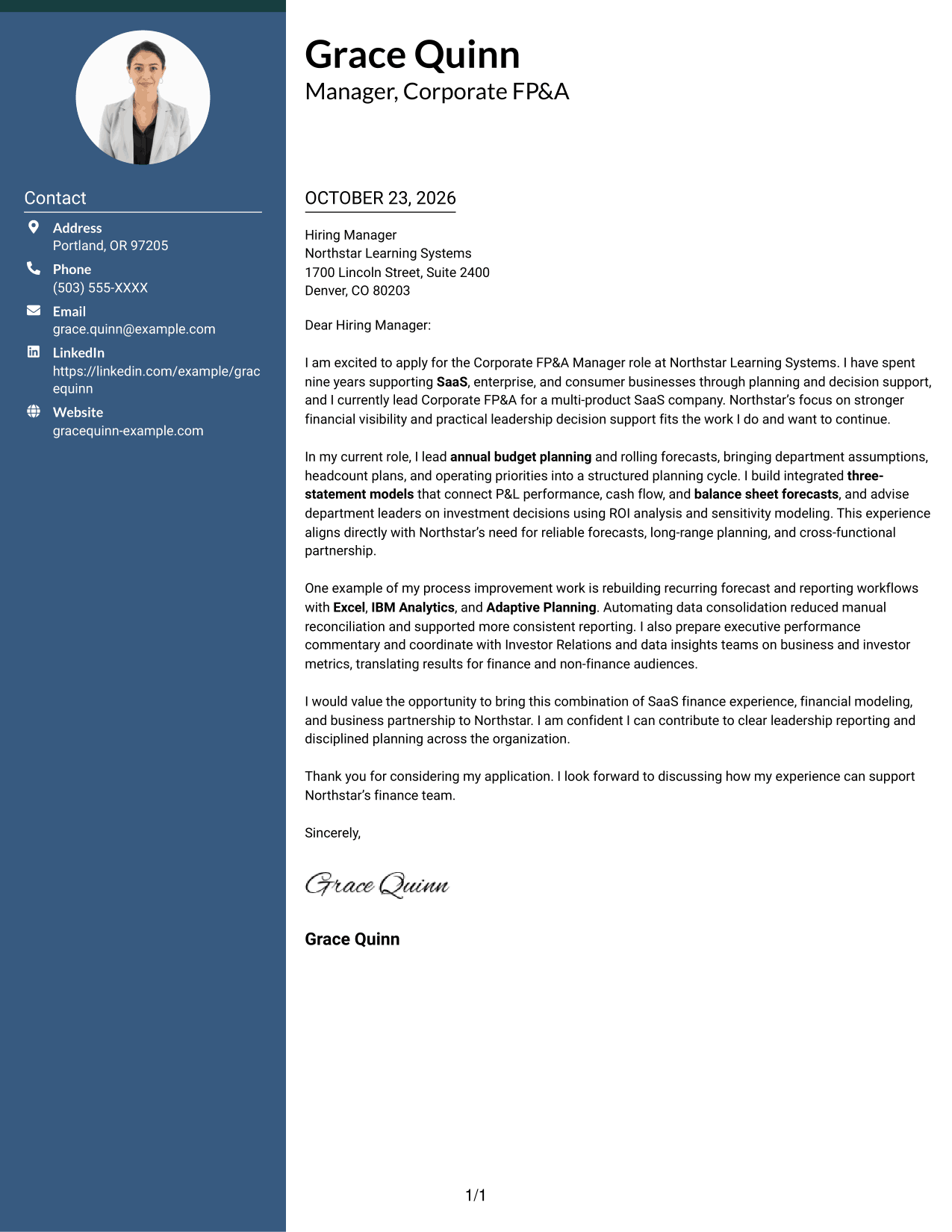 Cover letter example — page 1