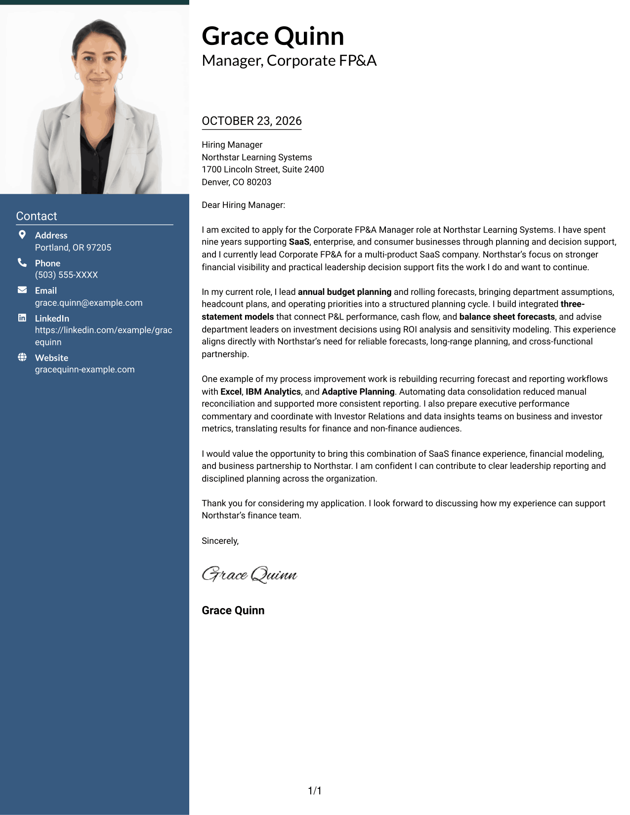Cover letter example — page 1
