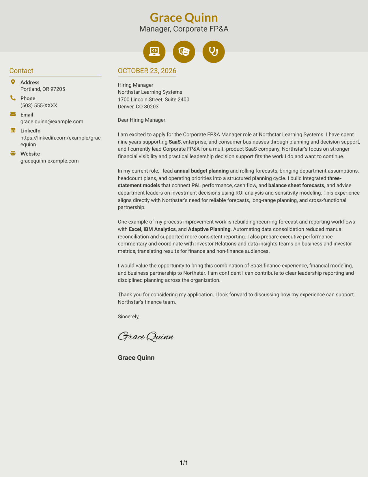 Cover letter example — page 1