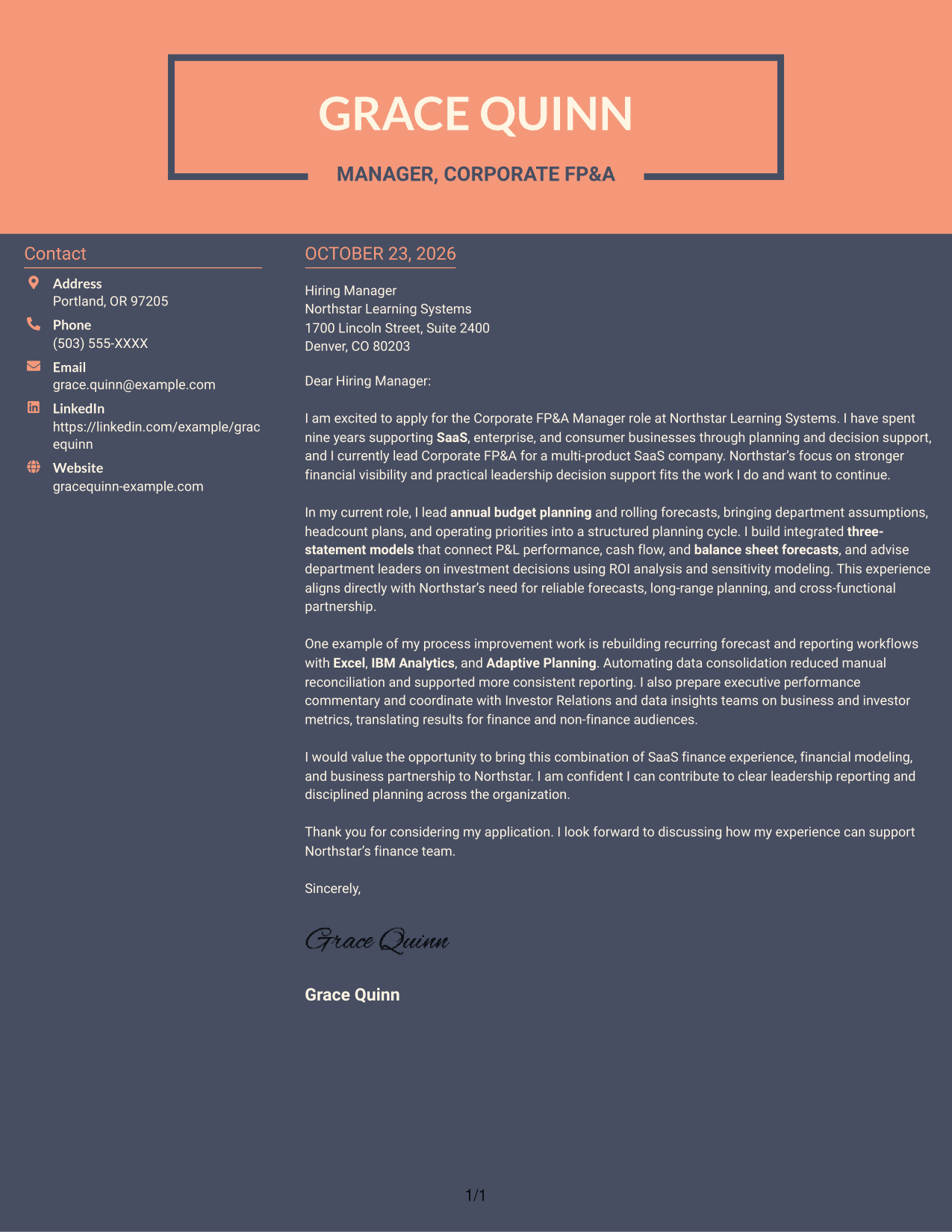 Cover letter example — page 1