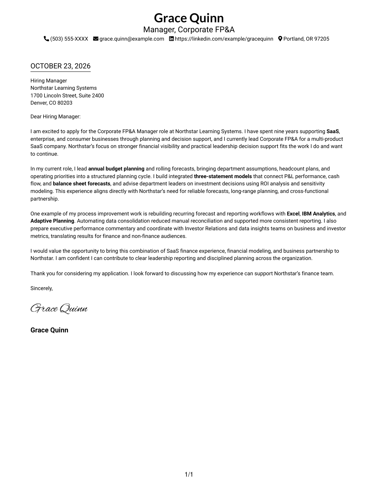 Cover letter example — page 1