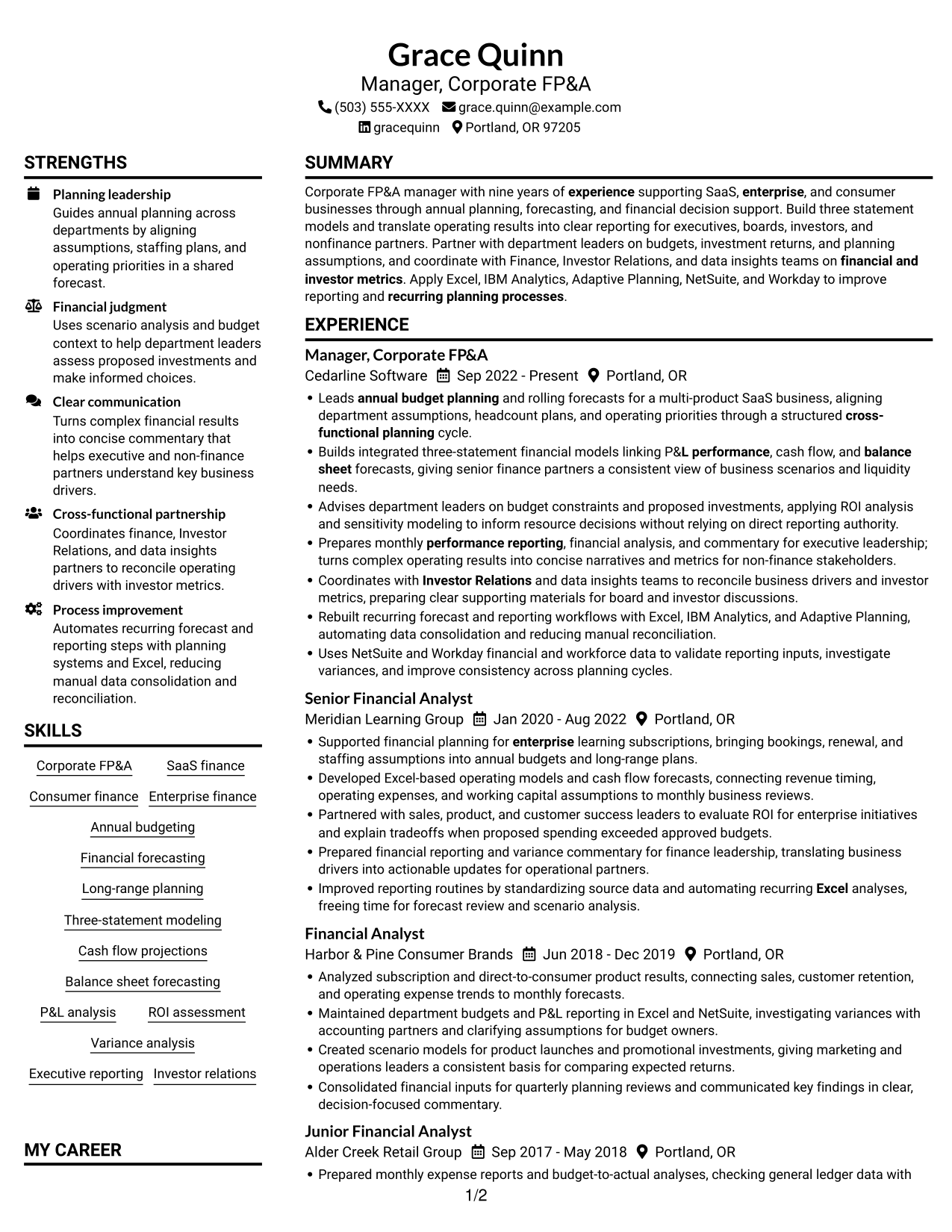 Resume example — page 1
