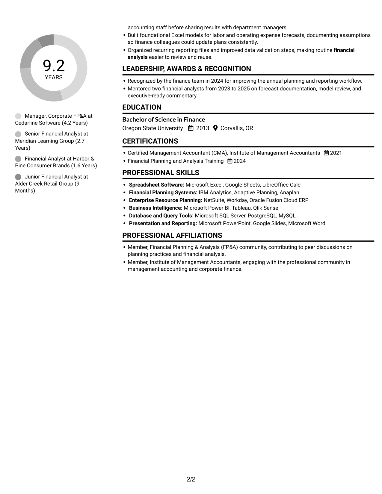 Resume example — page 2