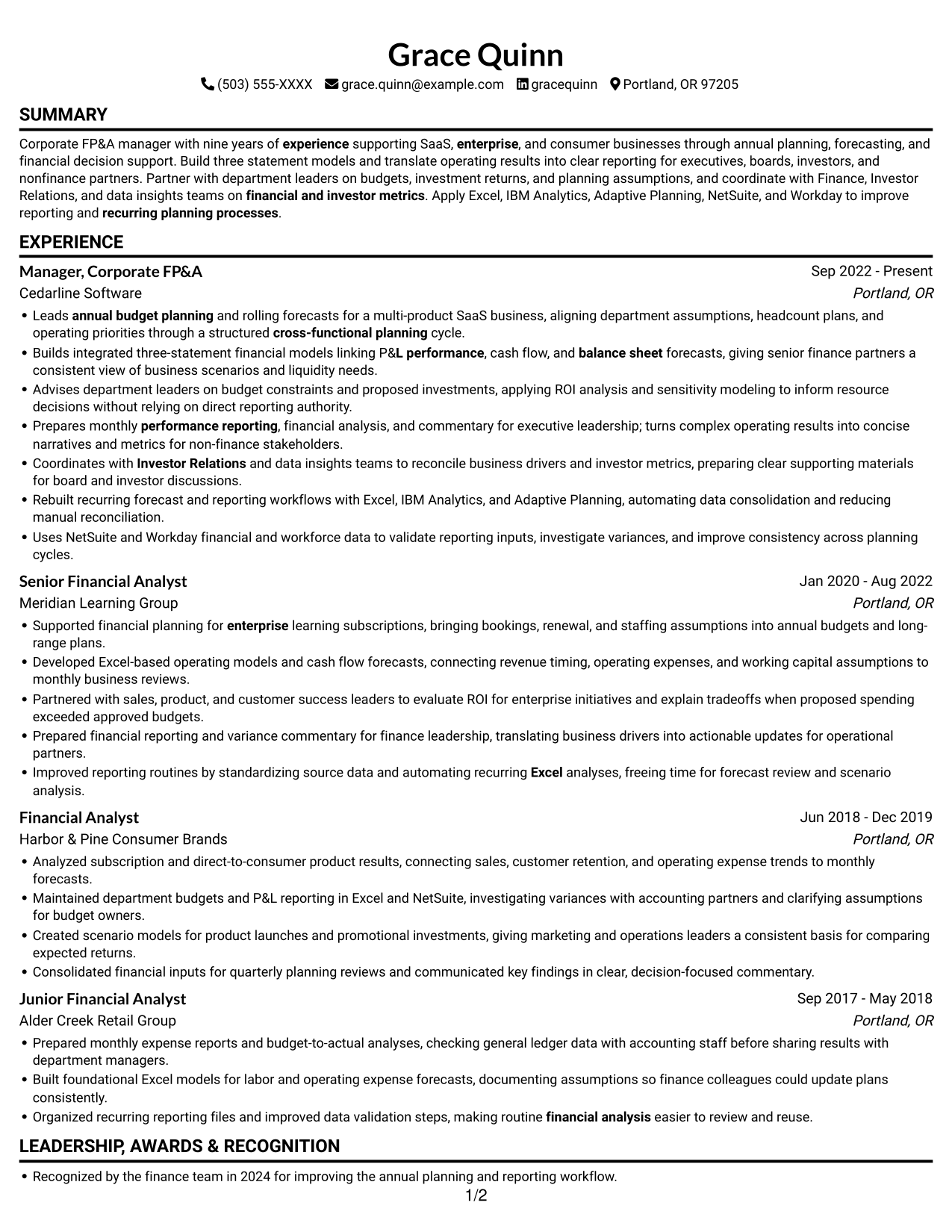 Resume example — page 1