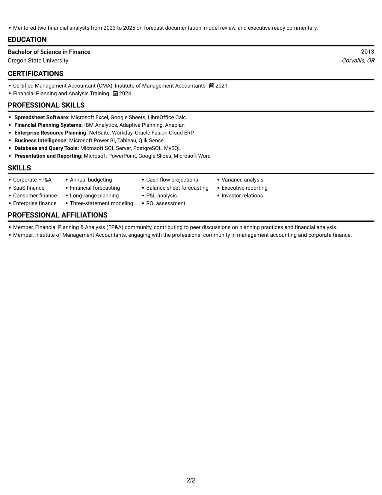 Resume example — page 2