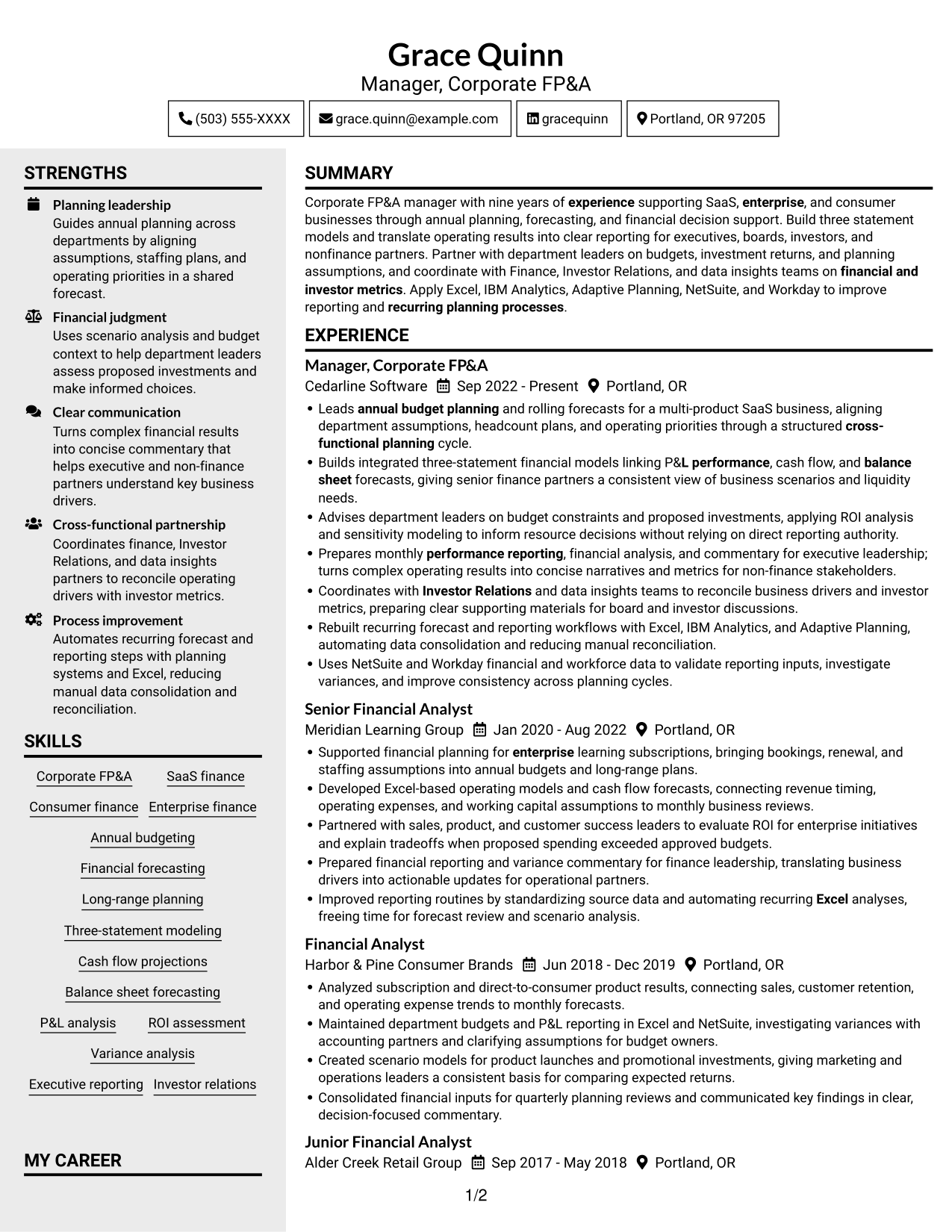 Resume example — page 1