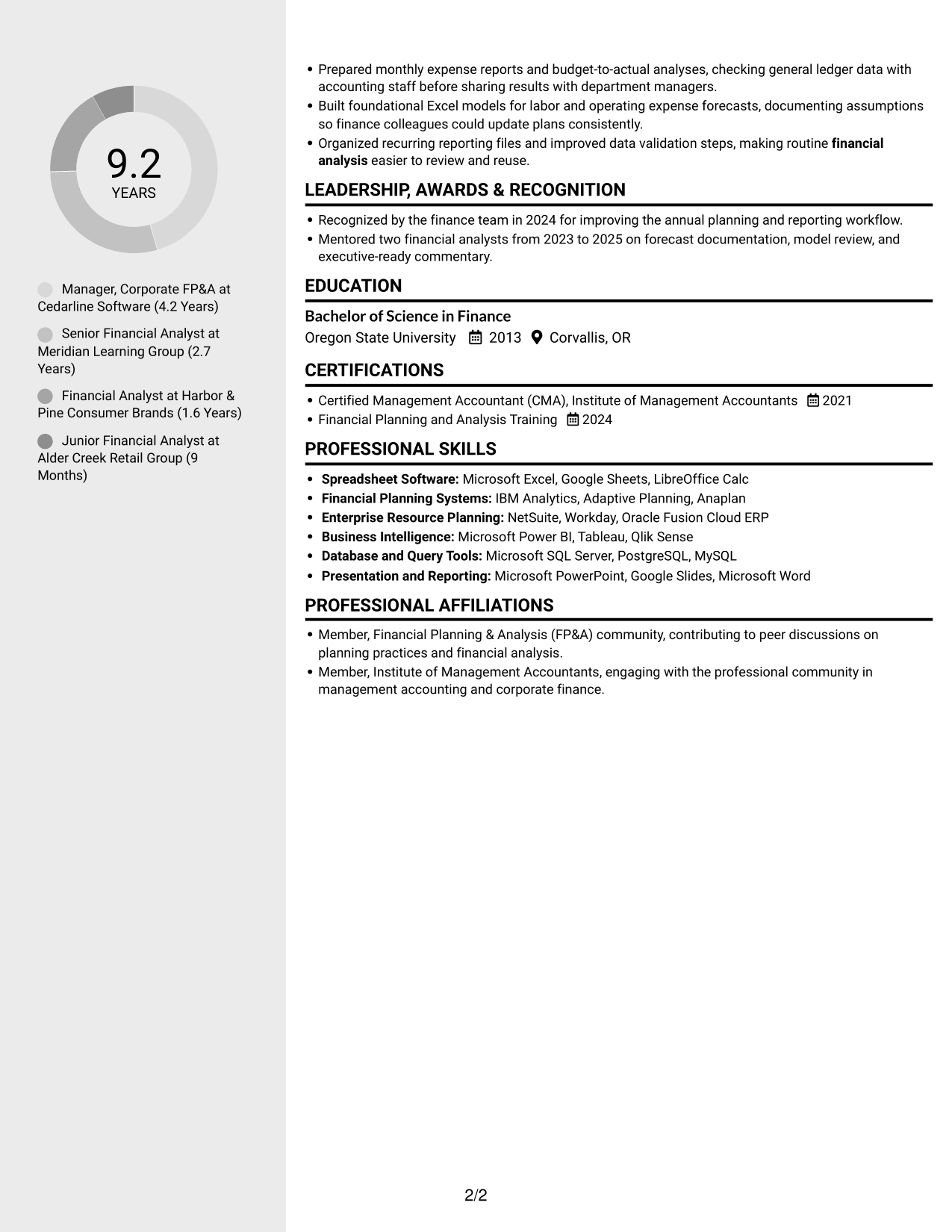 Resume example — page 2