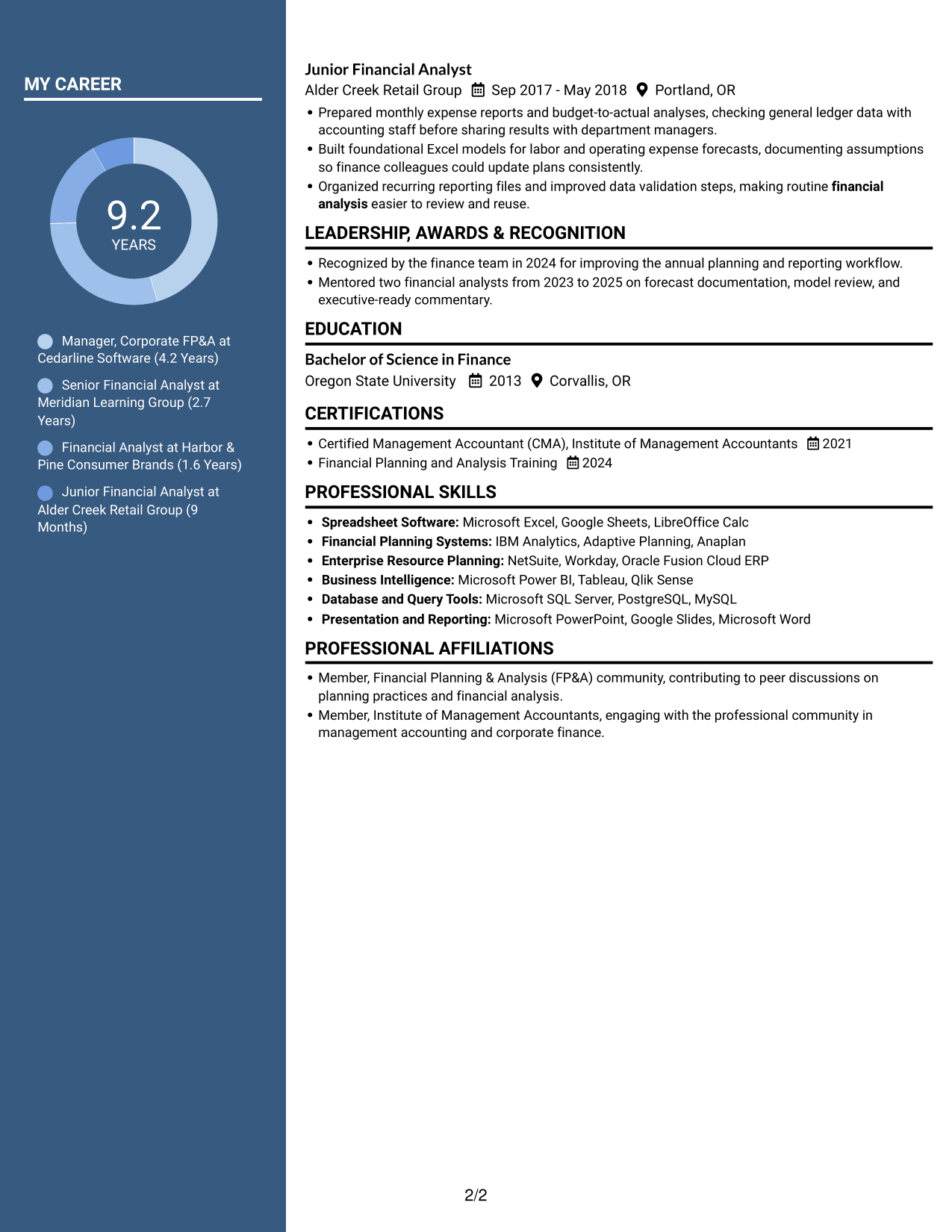 Resume example — page 2