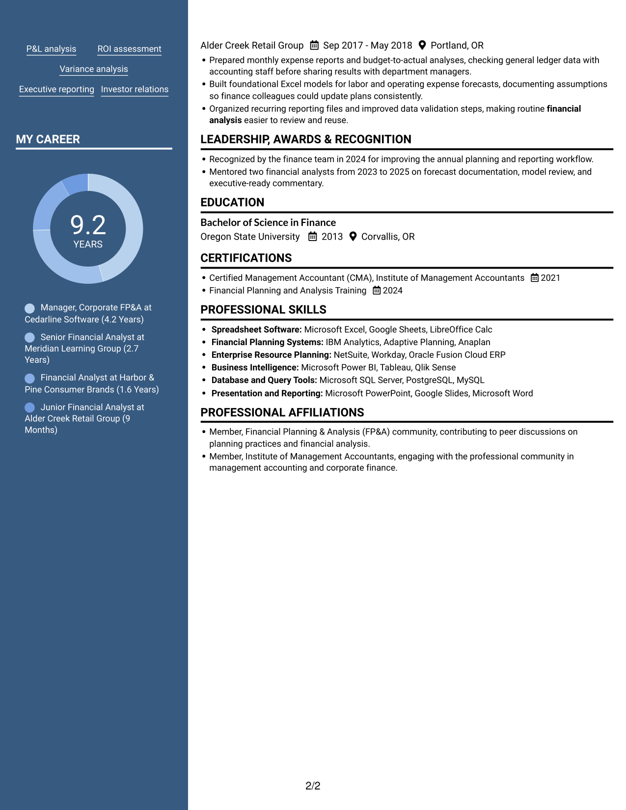 Resume example — page 2
