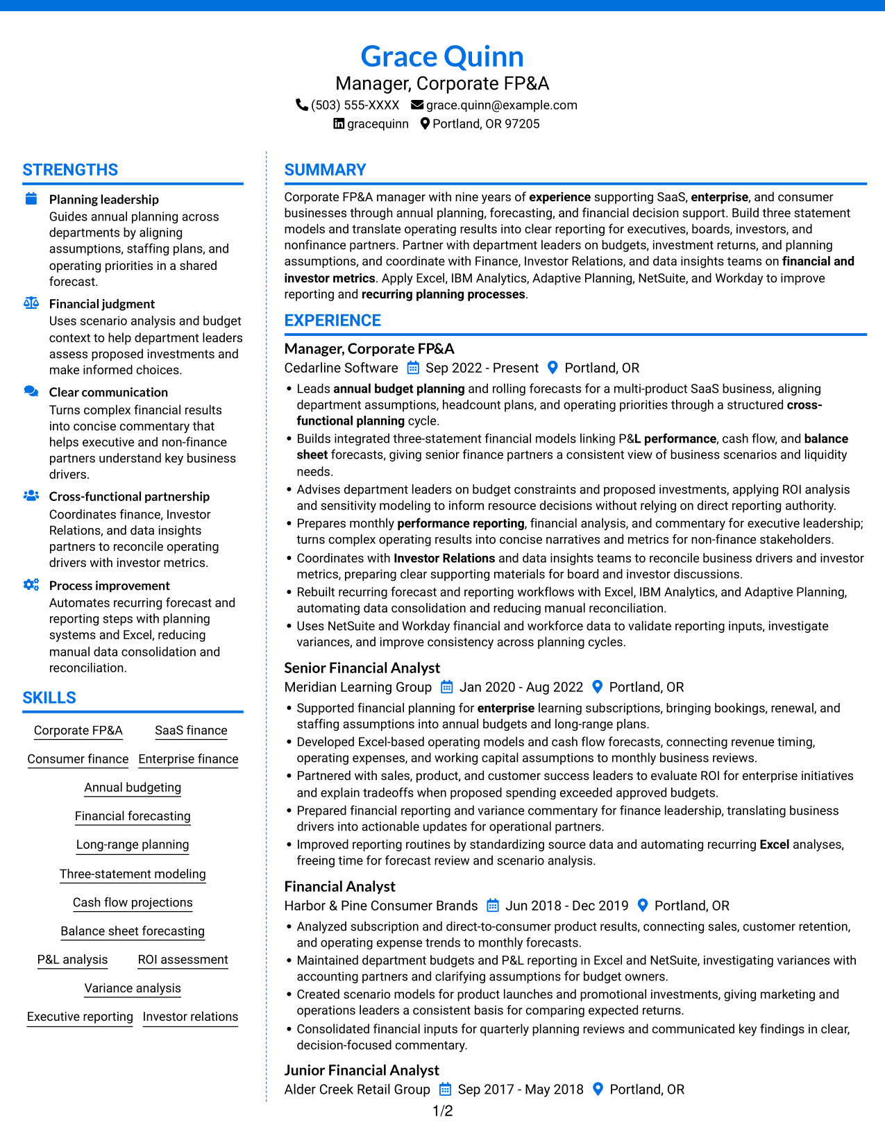 Resume example — page 1