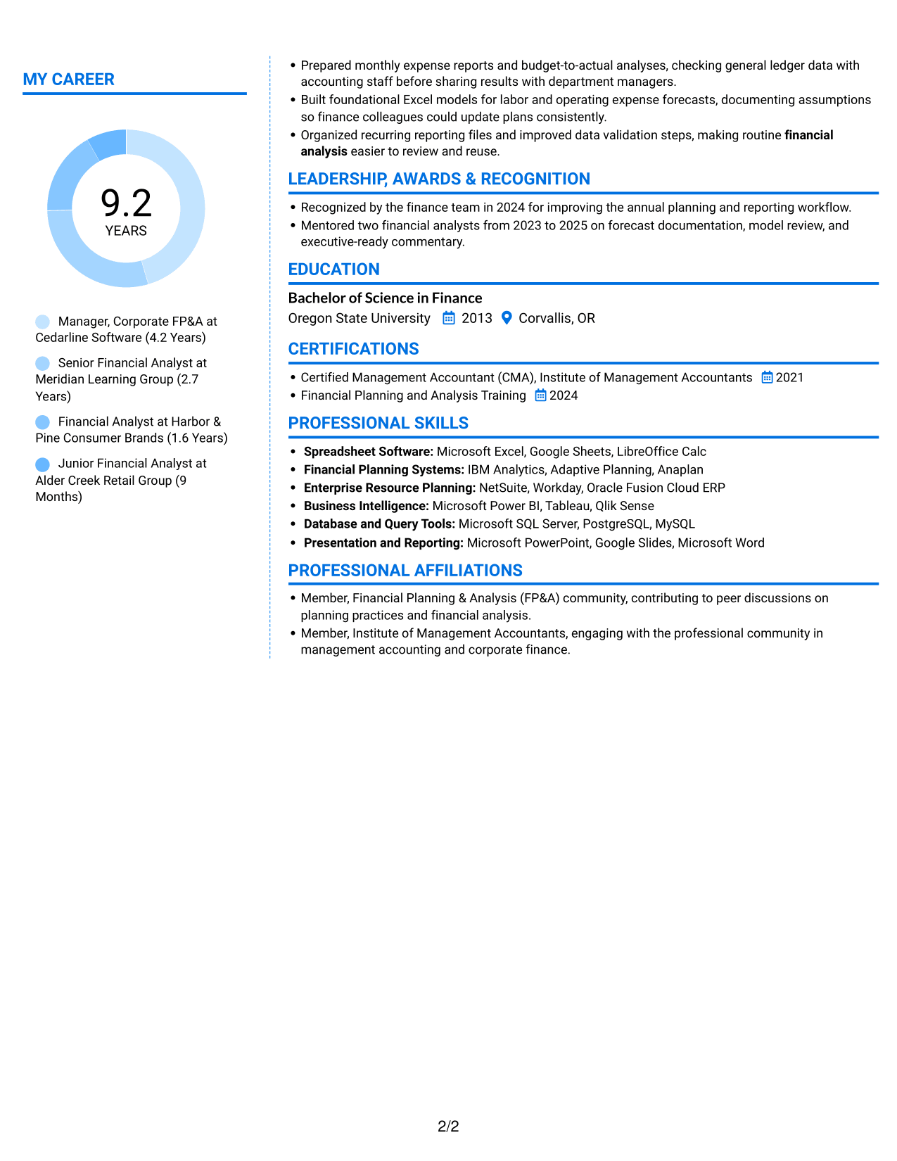 Resume example — page 2