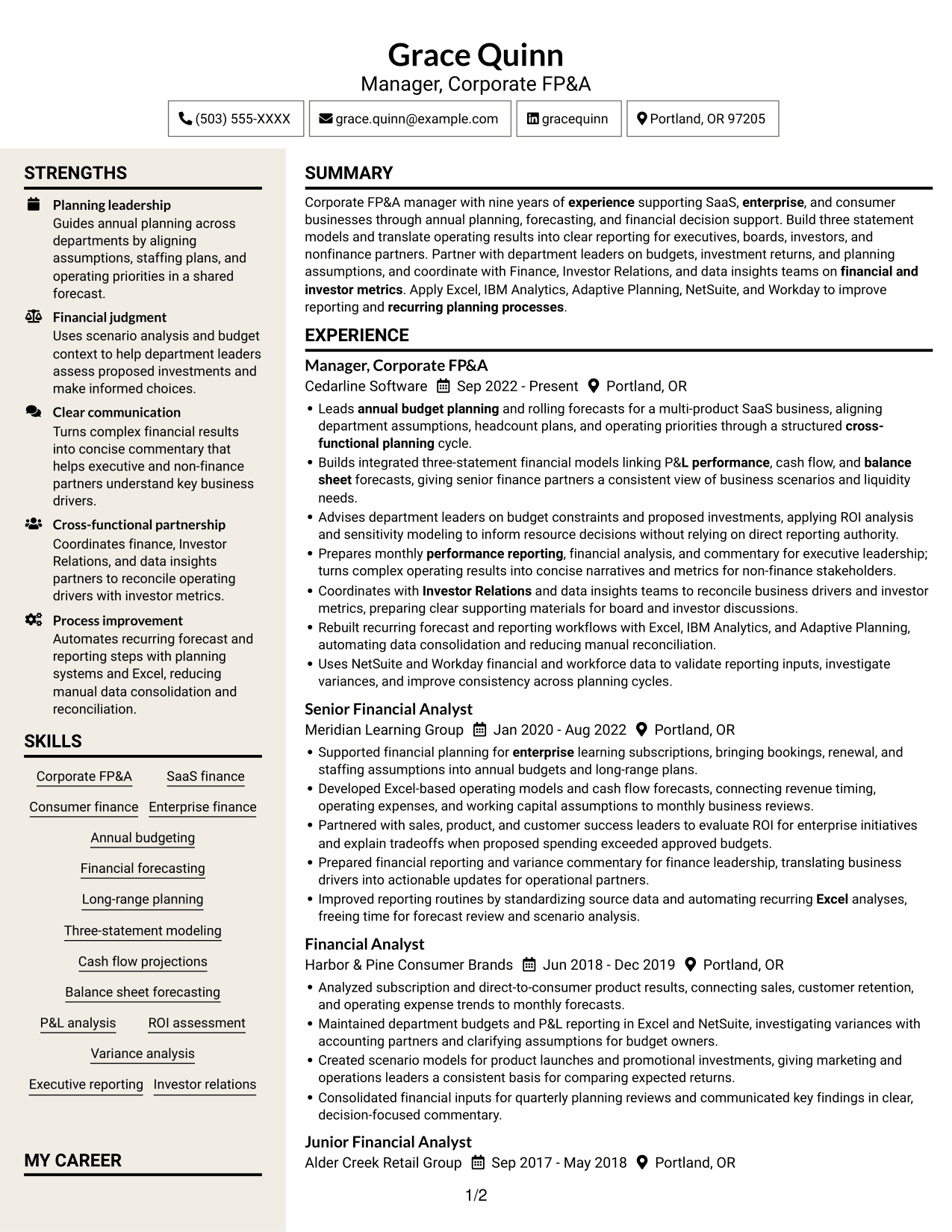 Resume example — page 1