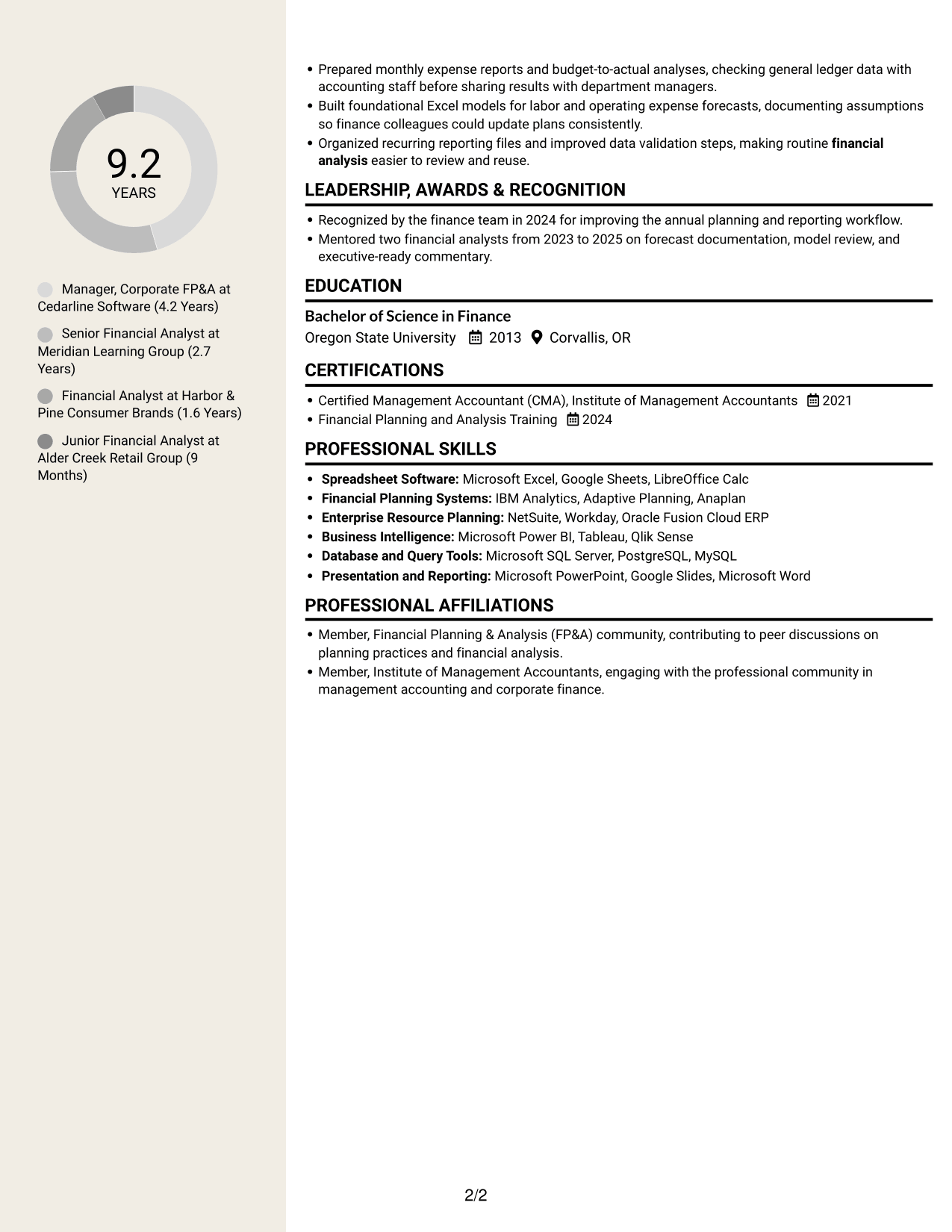 Resume example — page 2