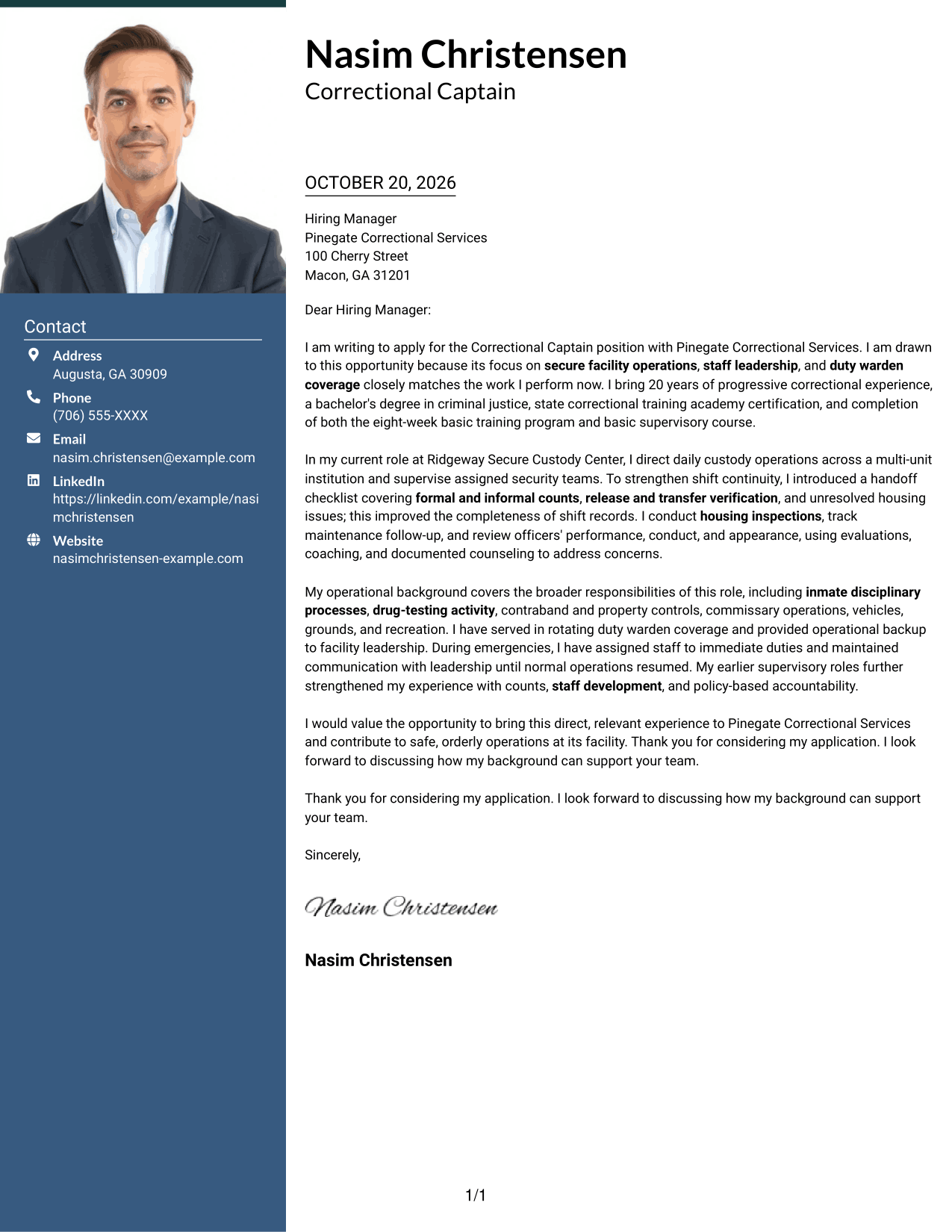 Cover letter example — page 1